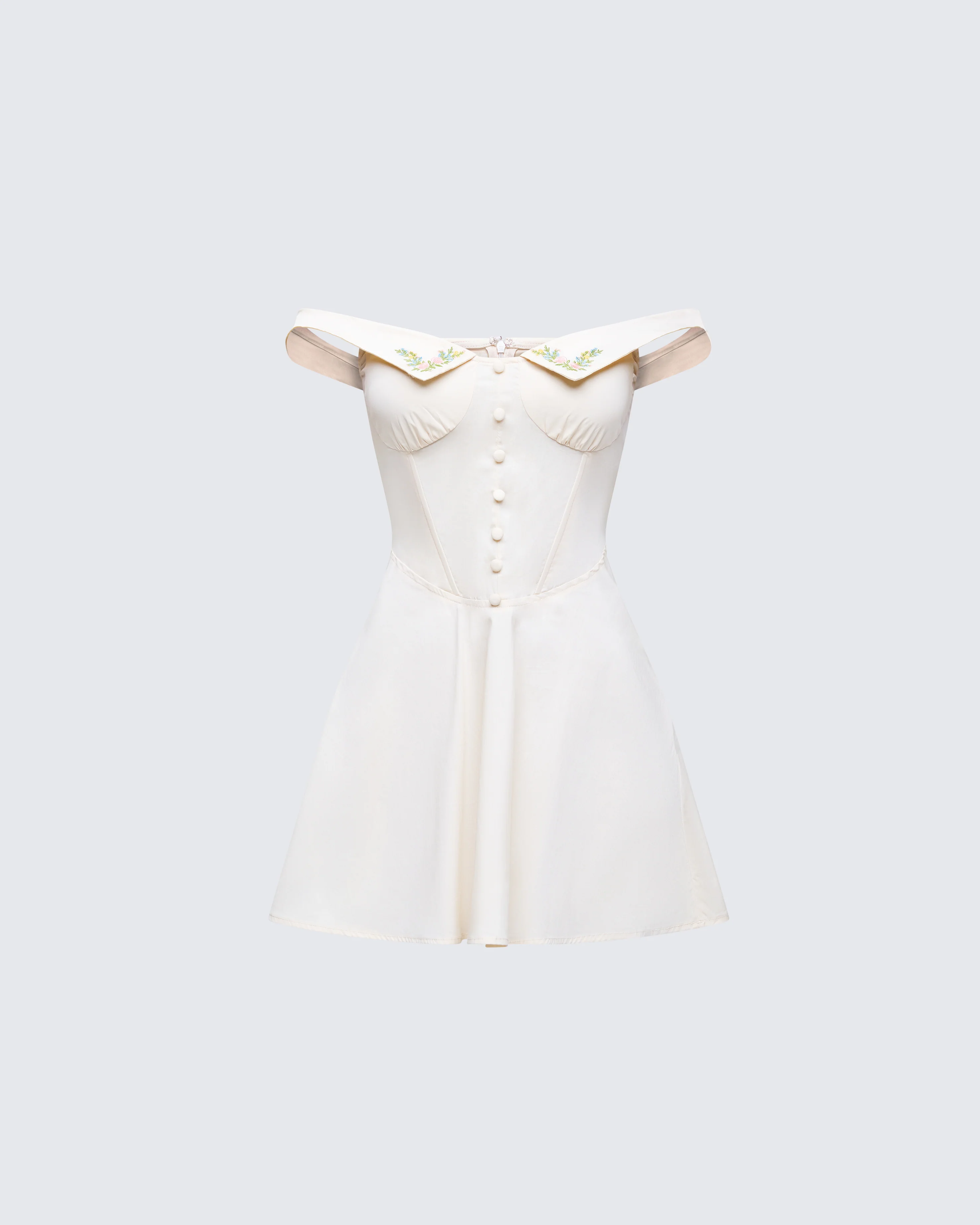 Nula Yellow Embroidered Mini Dress