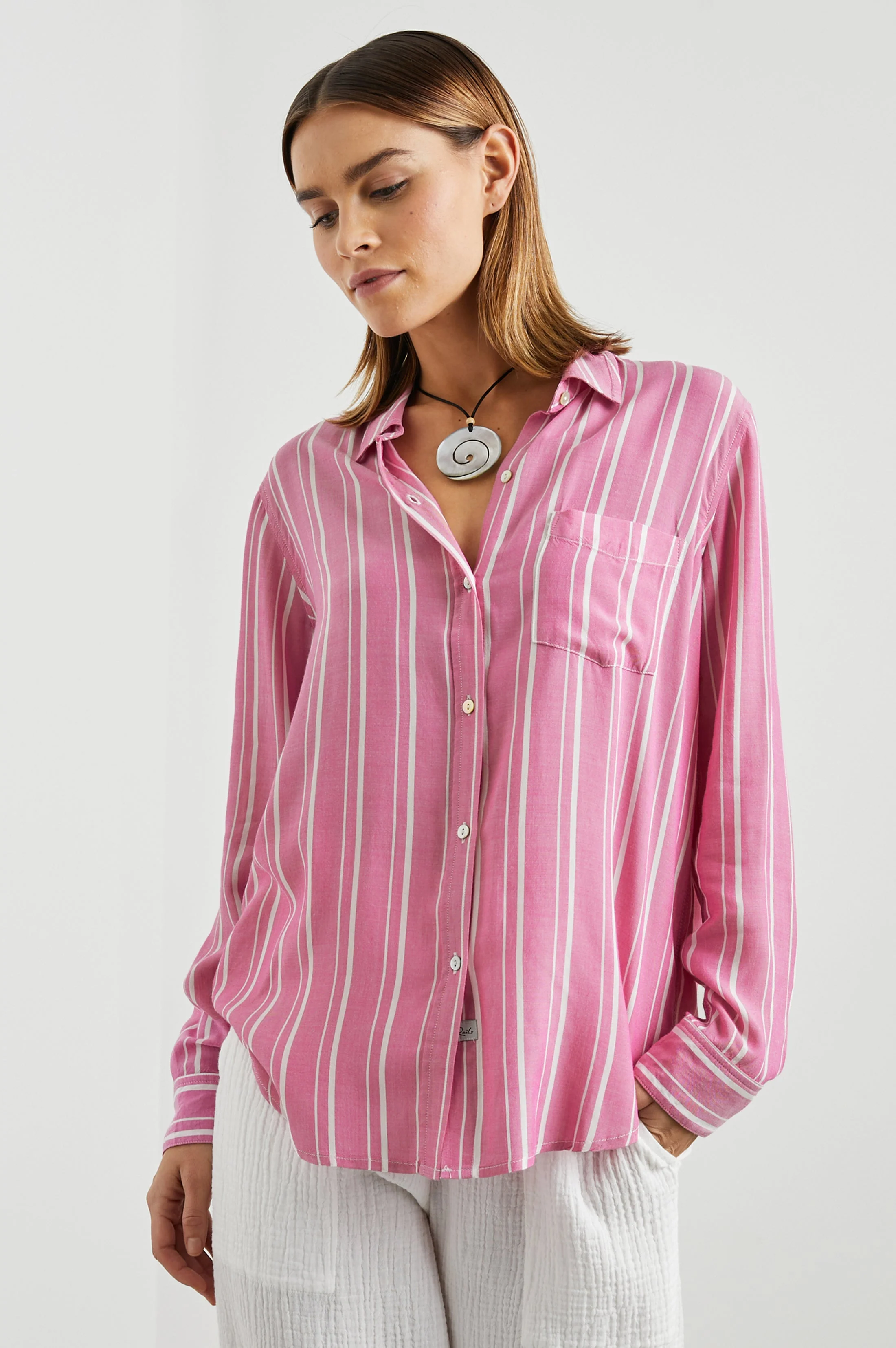 Gaia Shirt - Berry Stripe