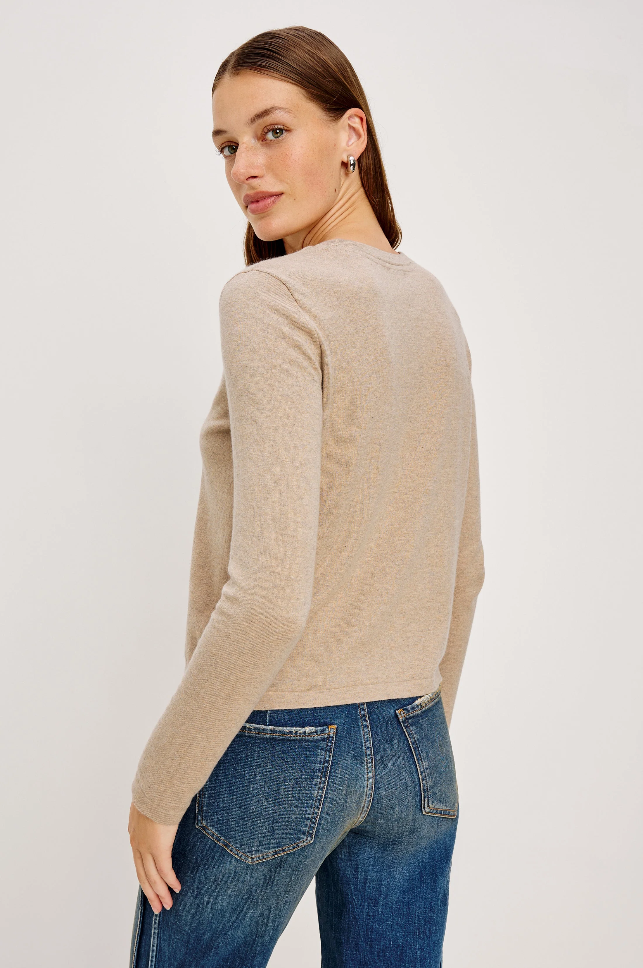 Cotton Cashmere Long Sleeve T-Shirt - Heather Oat