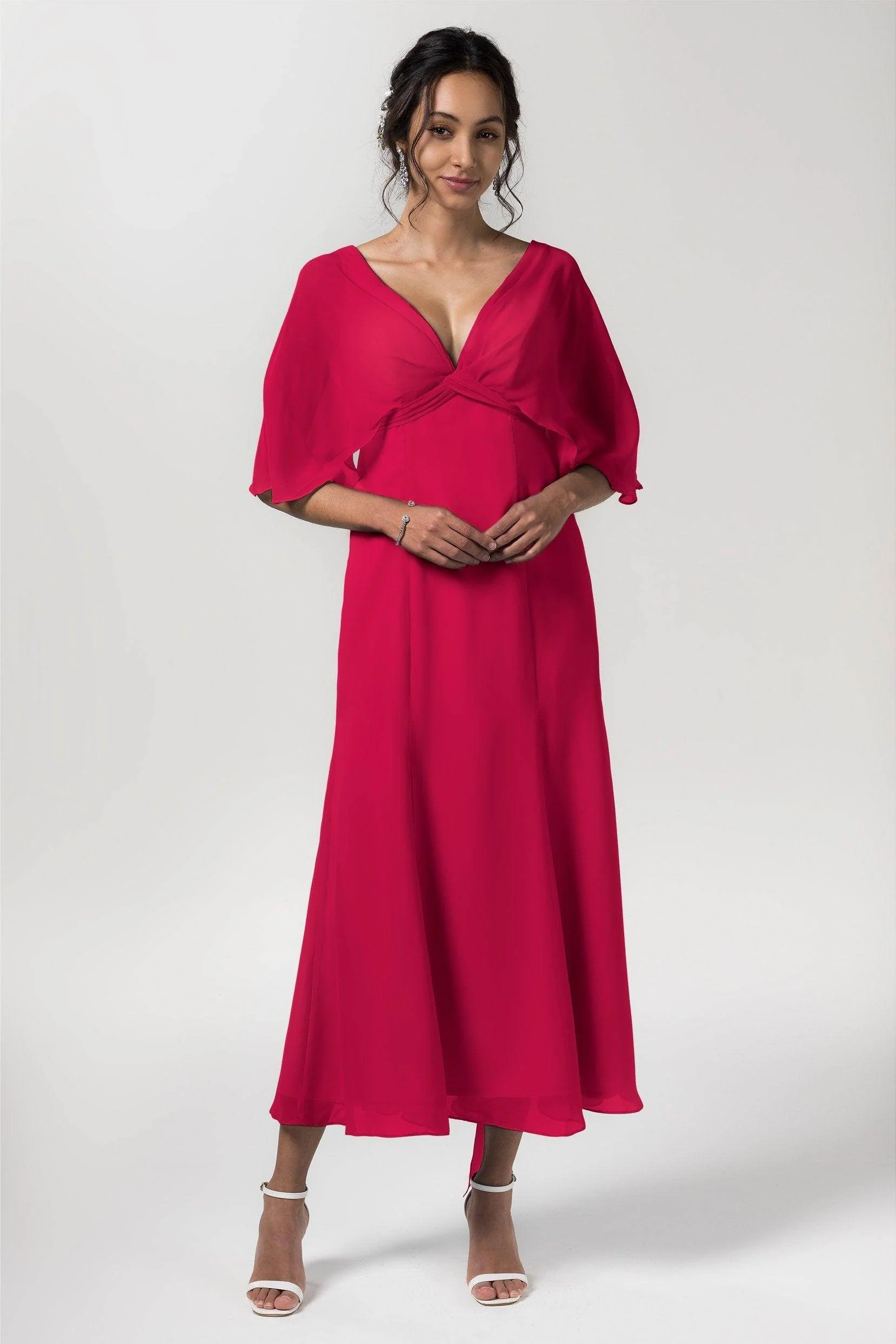 A-Line Tea Length Chiffon Bridesmaid Dress CB0553