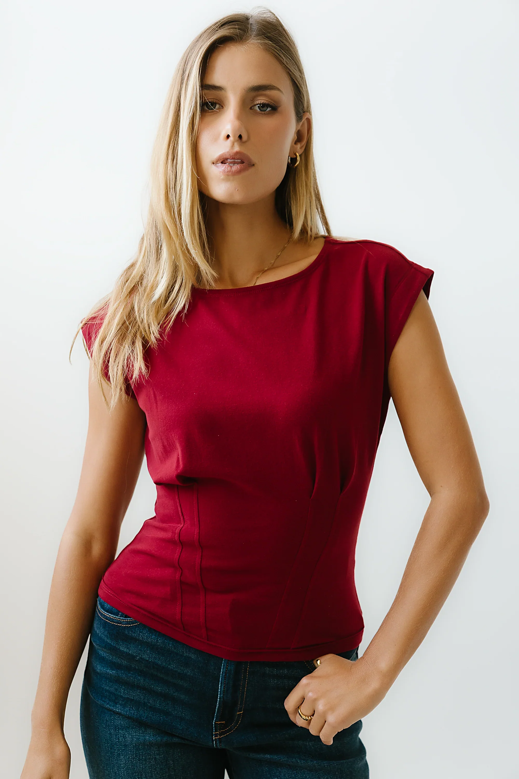 Tam Pleated Top in Red