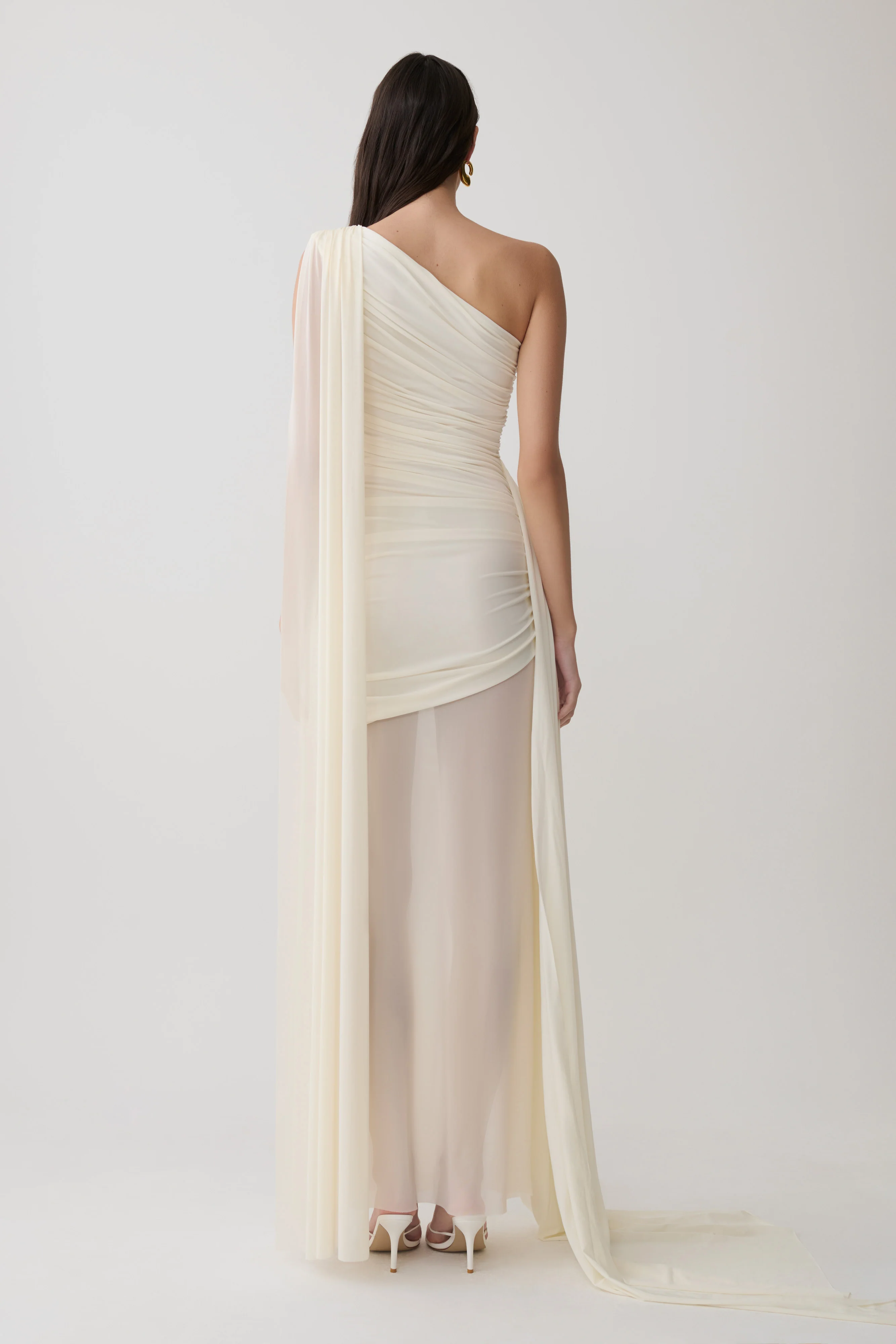 Asher Slinky One Shoulder Maxi Dress - Ivory