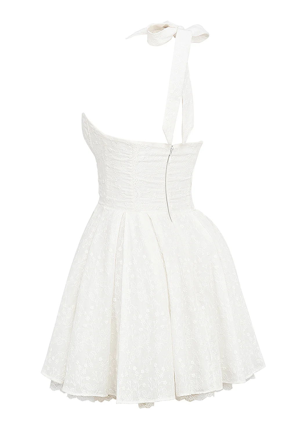 white broderie anglais halter mini dress - luluinthesky