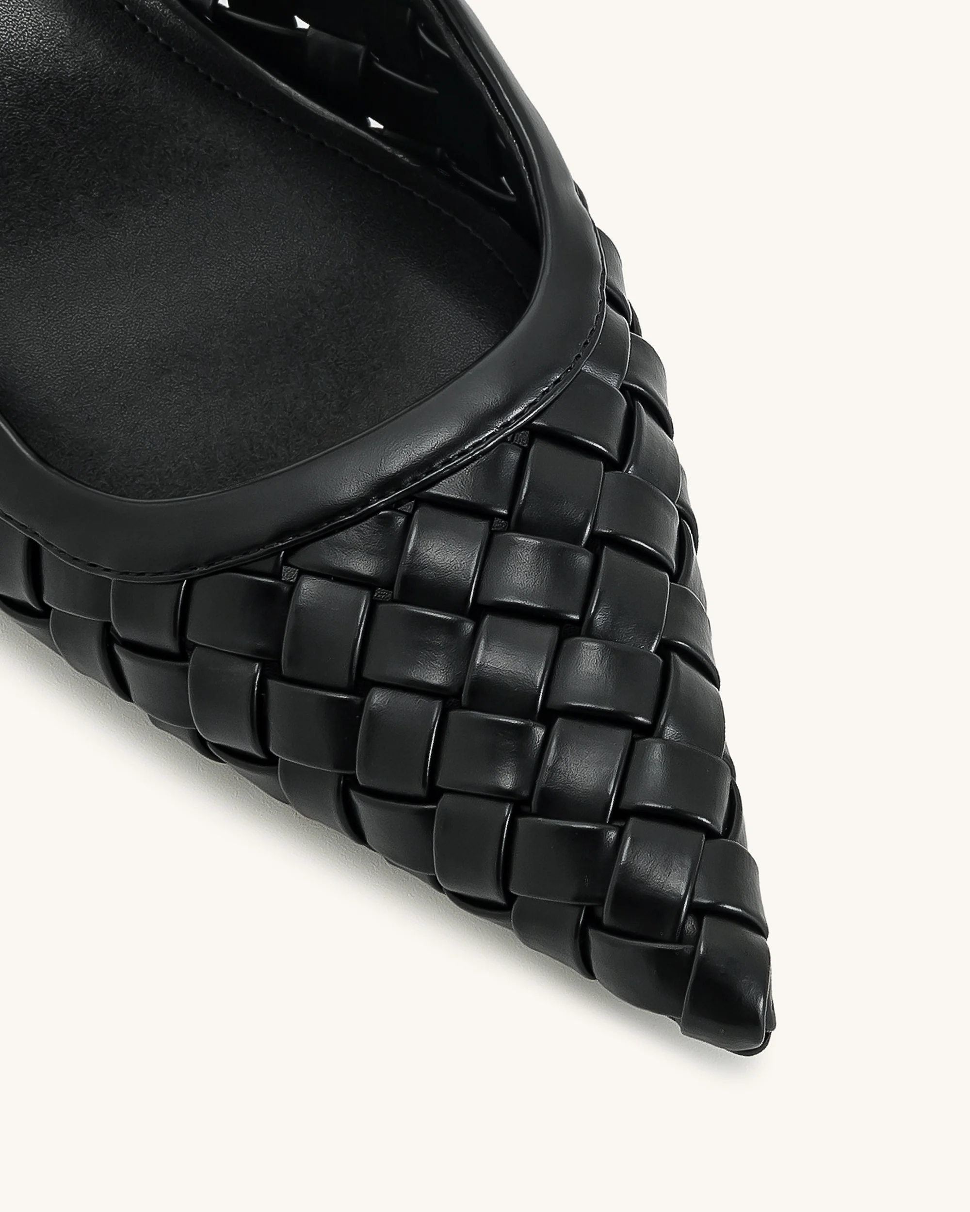 Helena Weave  Pierced Mules - Black