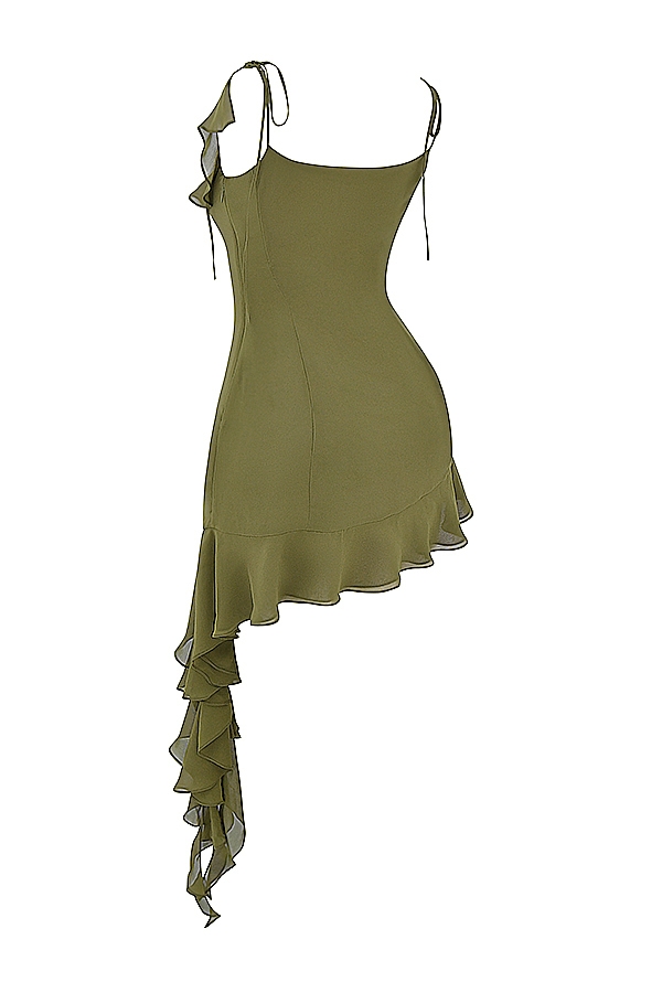 Olive Ruffle Mini Dress