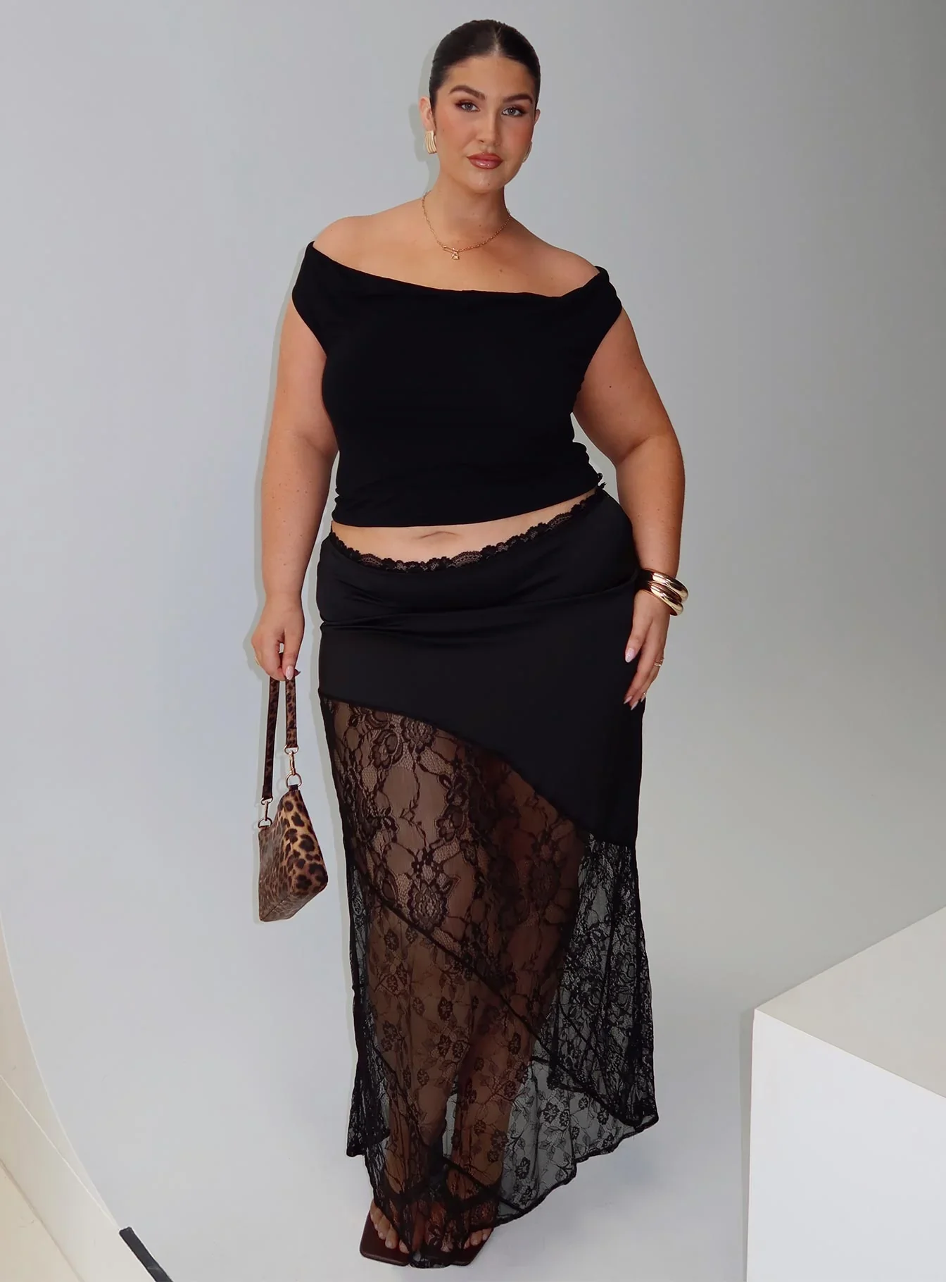 Castelli Lace Maxi Skirt Black Curve