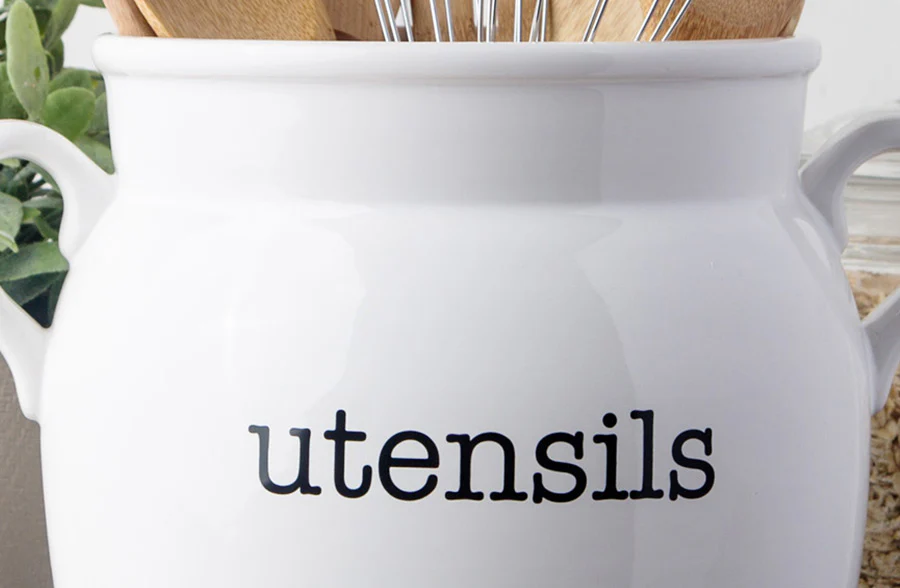 Ceramic Utensils Pot with Handles