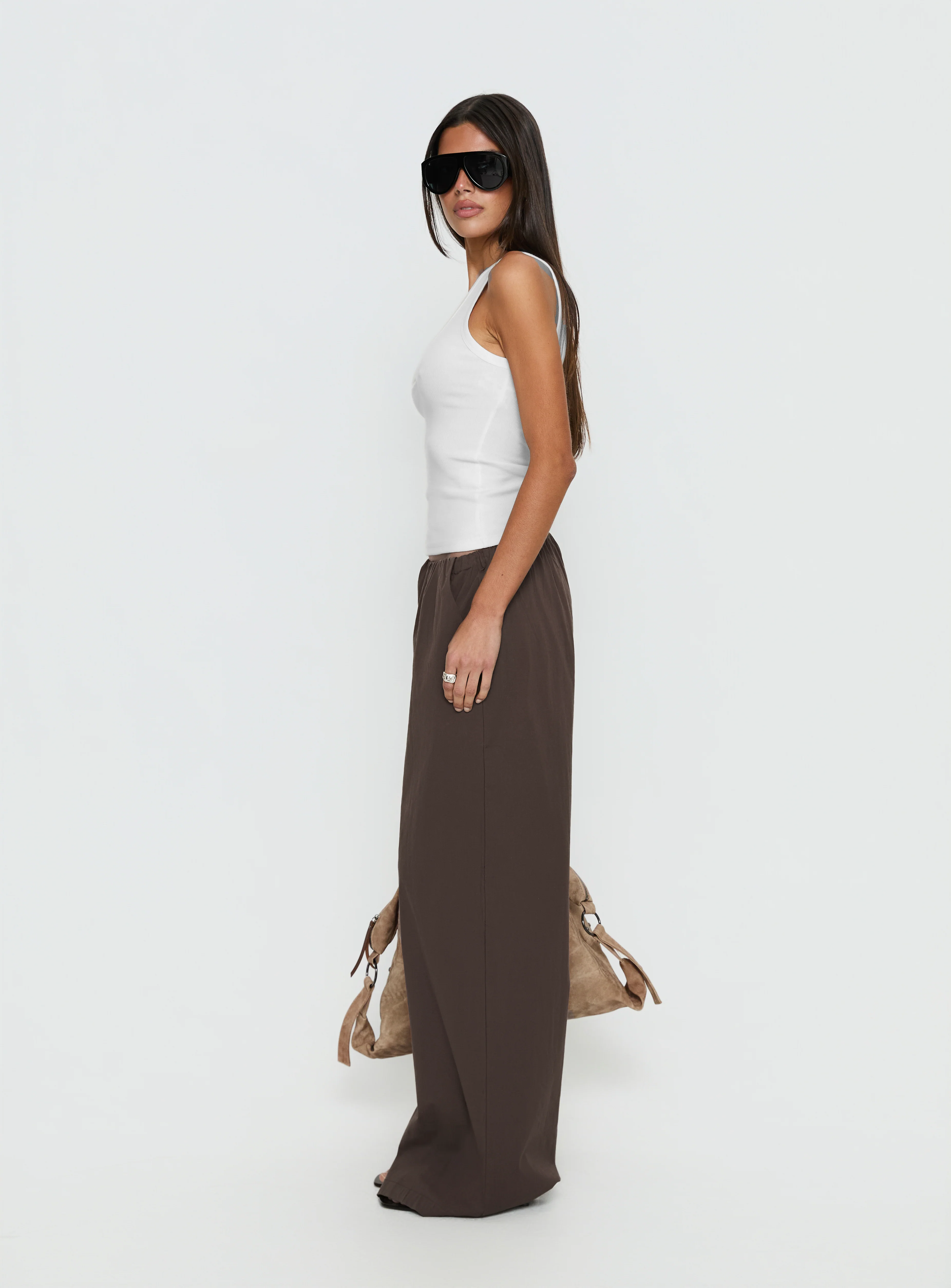 Lunea Concealed Waistband Pants Brown Tall