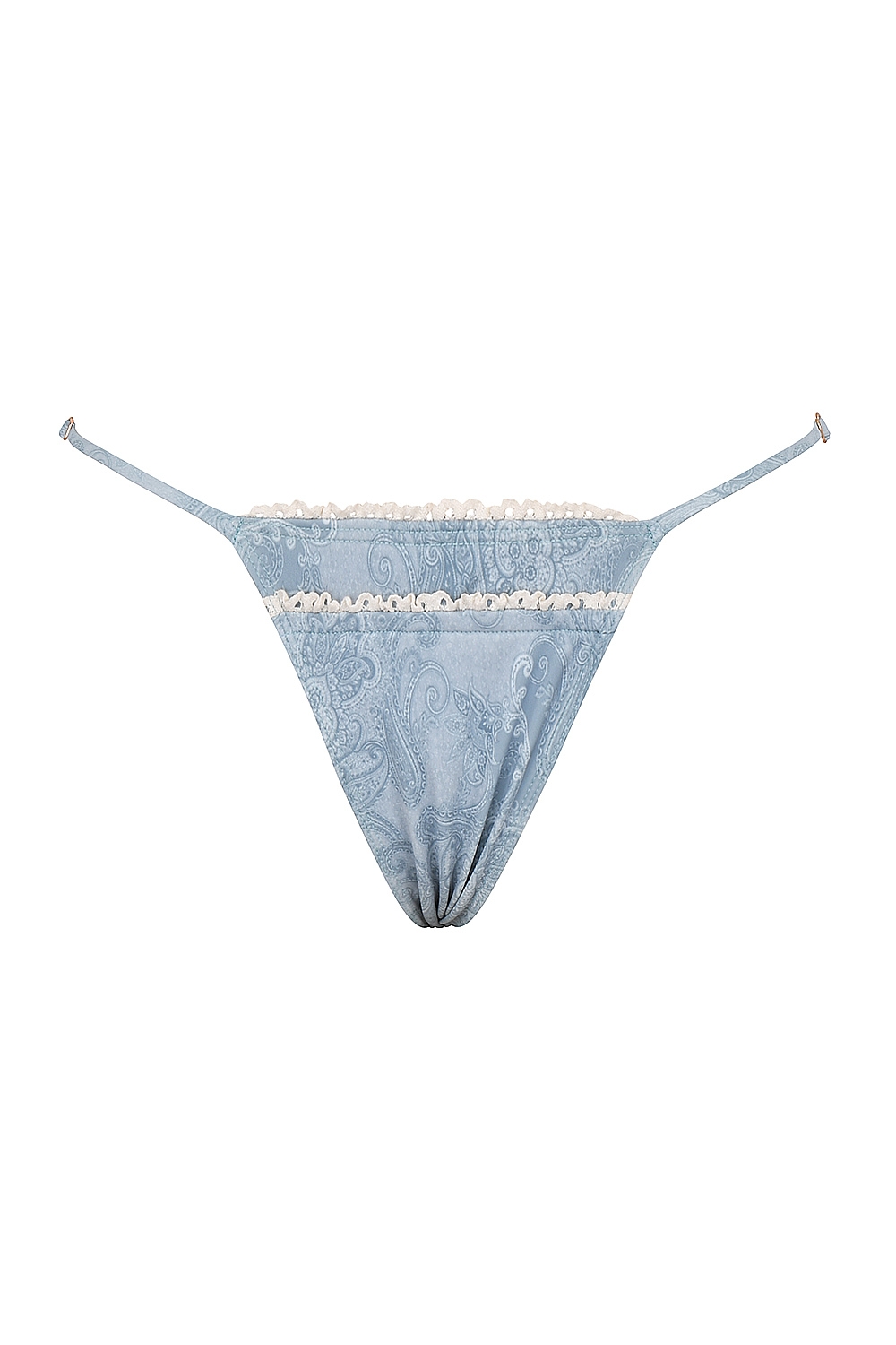 Blue Paisley Ruffle Trim Bikini Bottom
