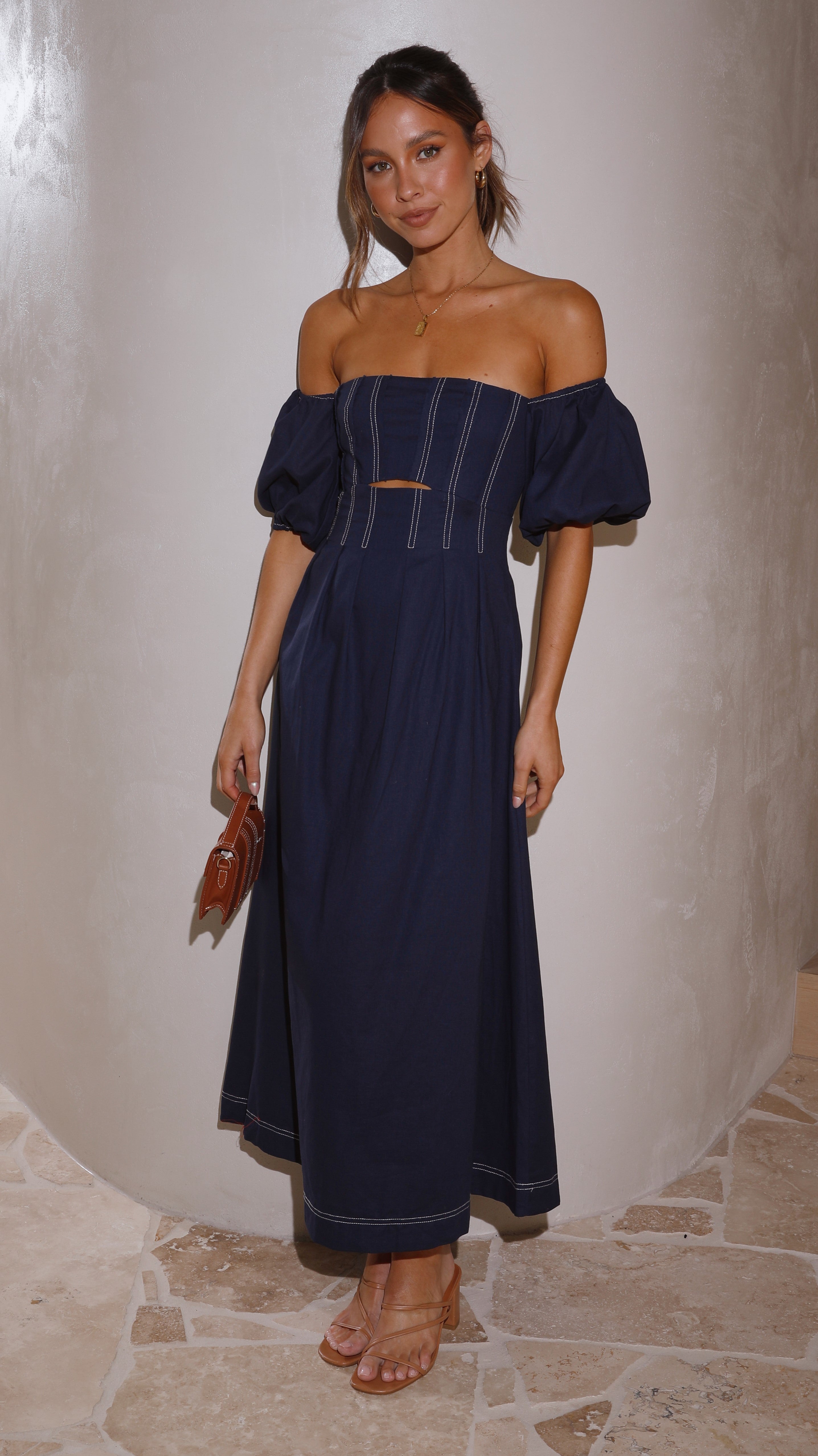 Claira Midi Dress - Navy