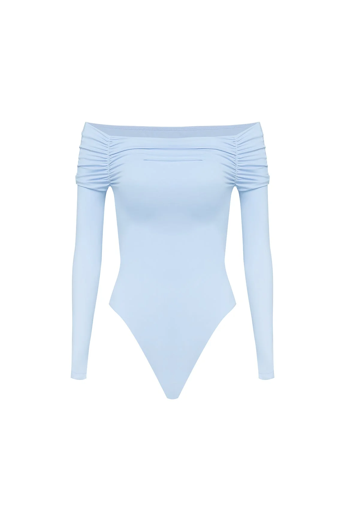 Long Sleeve Off Shoulder Pleated Bodysuit