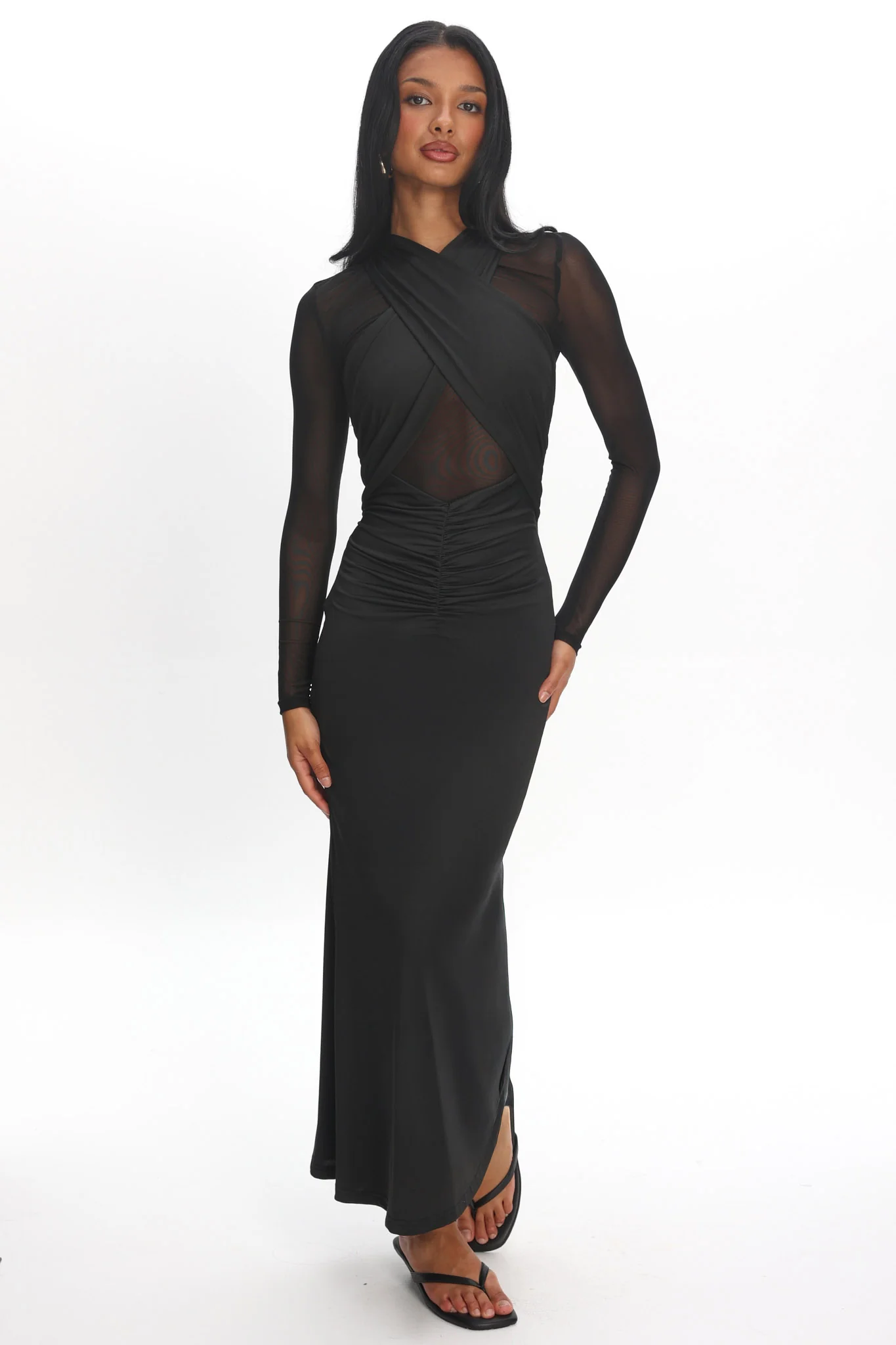 Esther Sheer Waist Maxi Dress Black