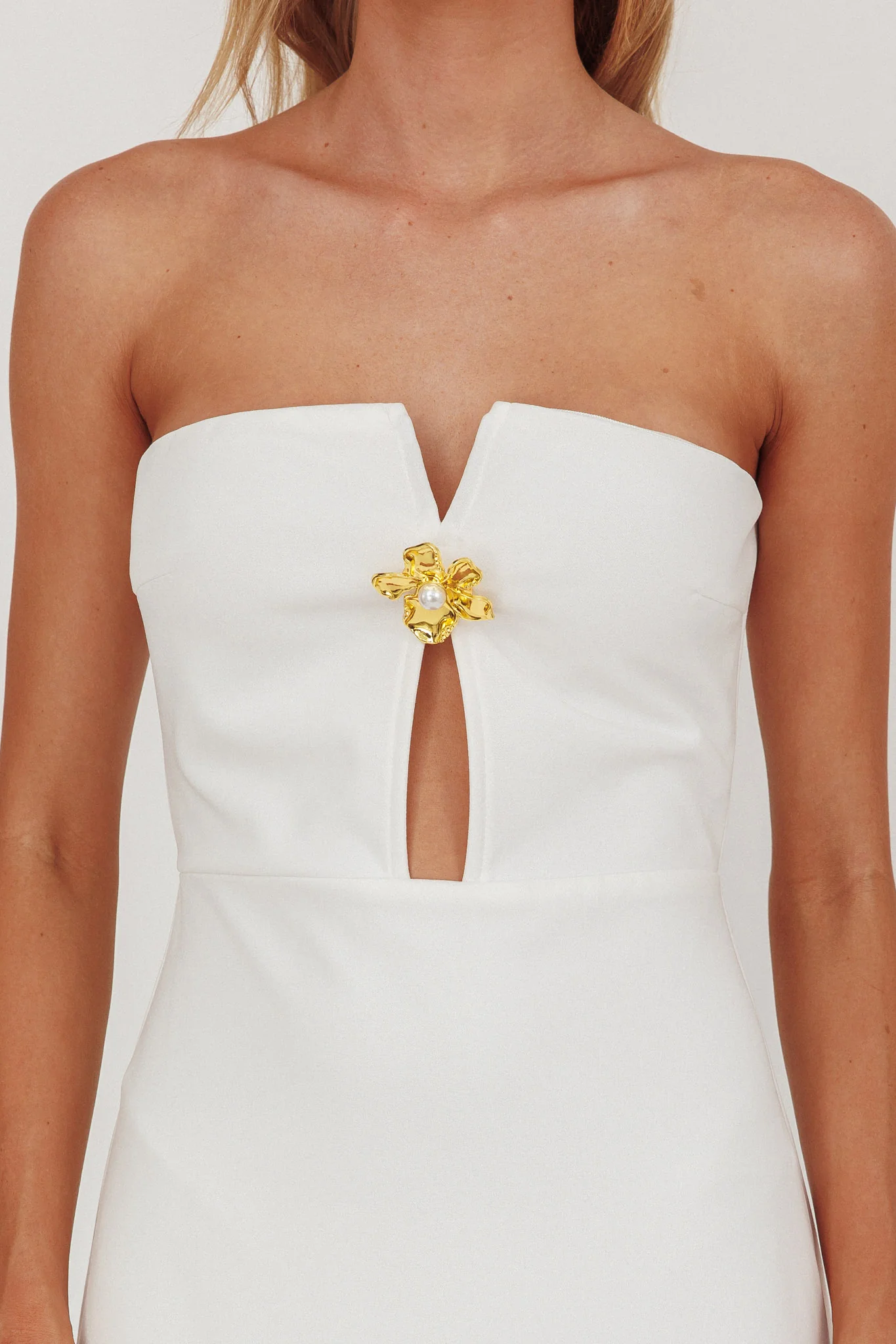 Sonrisa Strapless Cut-Out Maxi Dress White