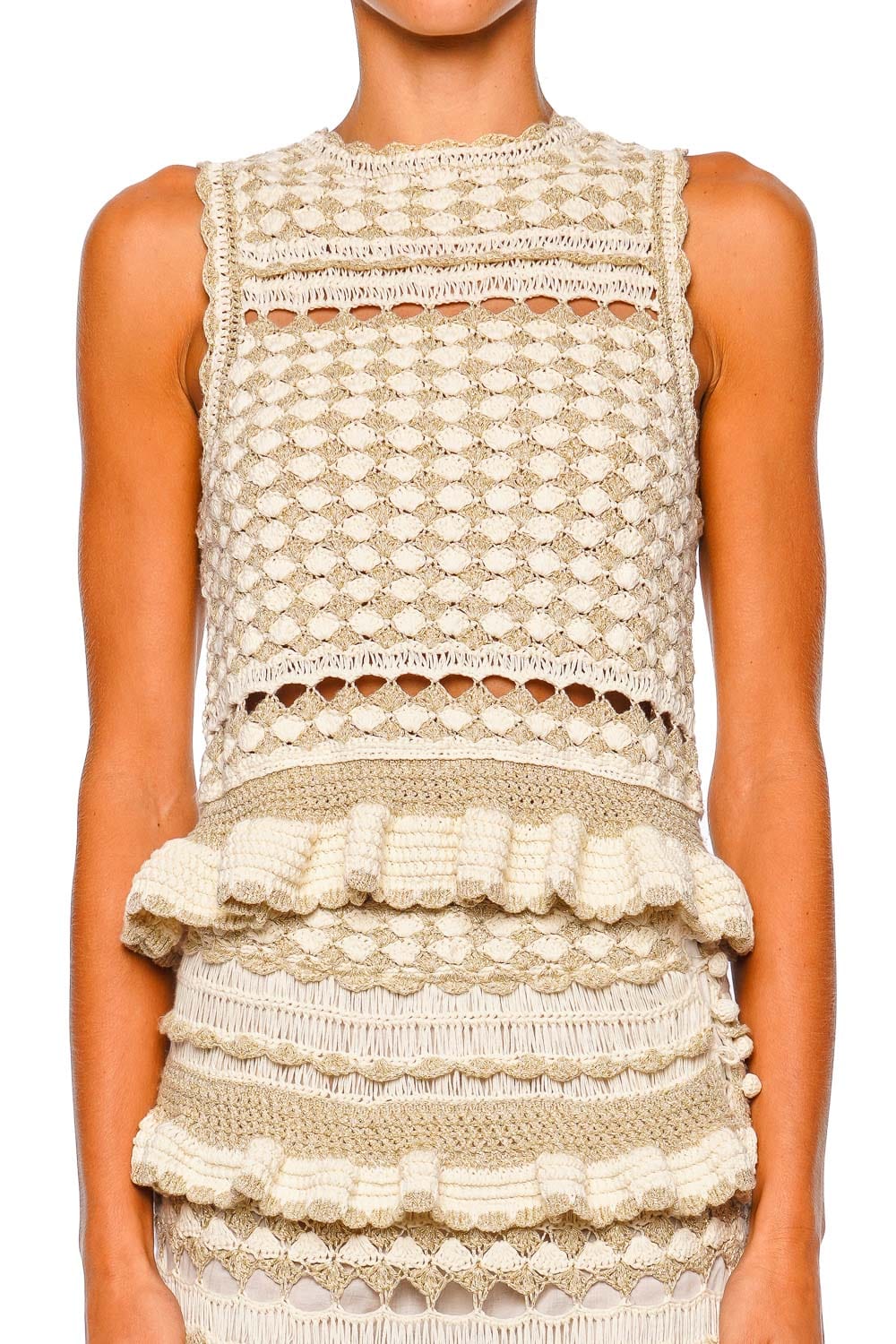 ZIMMERMANN Wanderlust Metallic Crochet Frill Tank