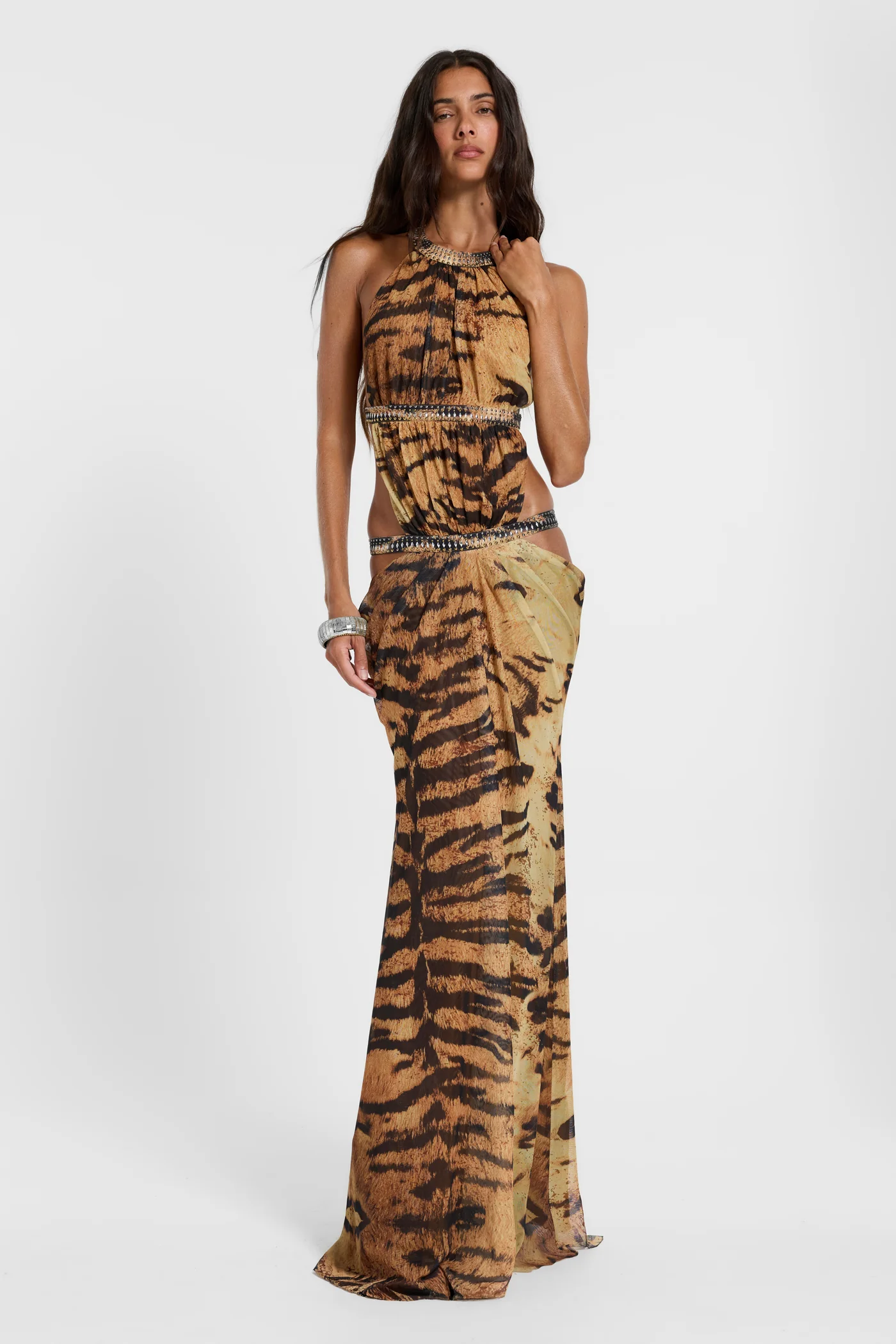 Saffra Cut Out Maxi Dress in Tiger