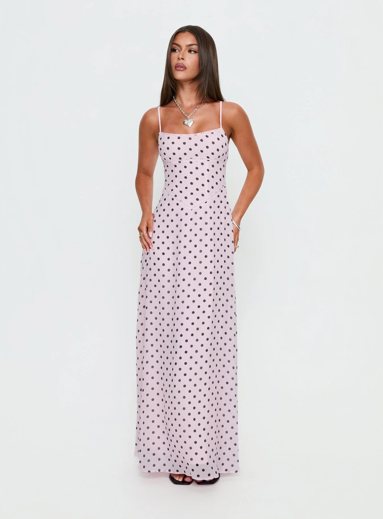 South of France Maxi Dress Pink Polka Dot