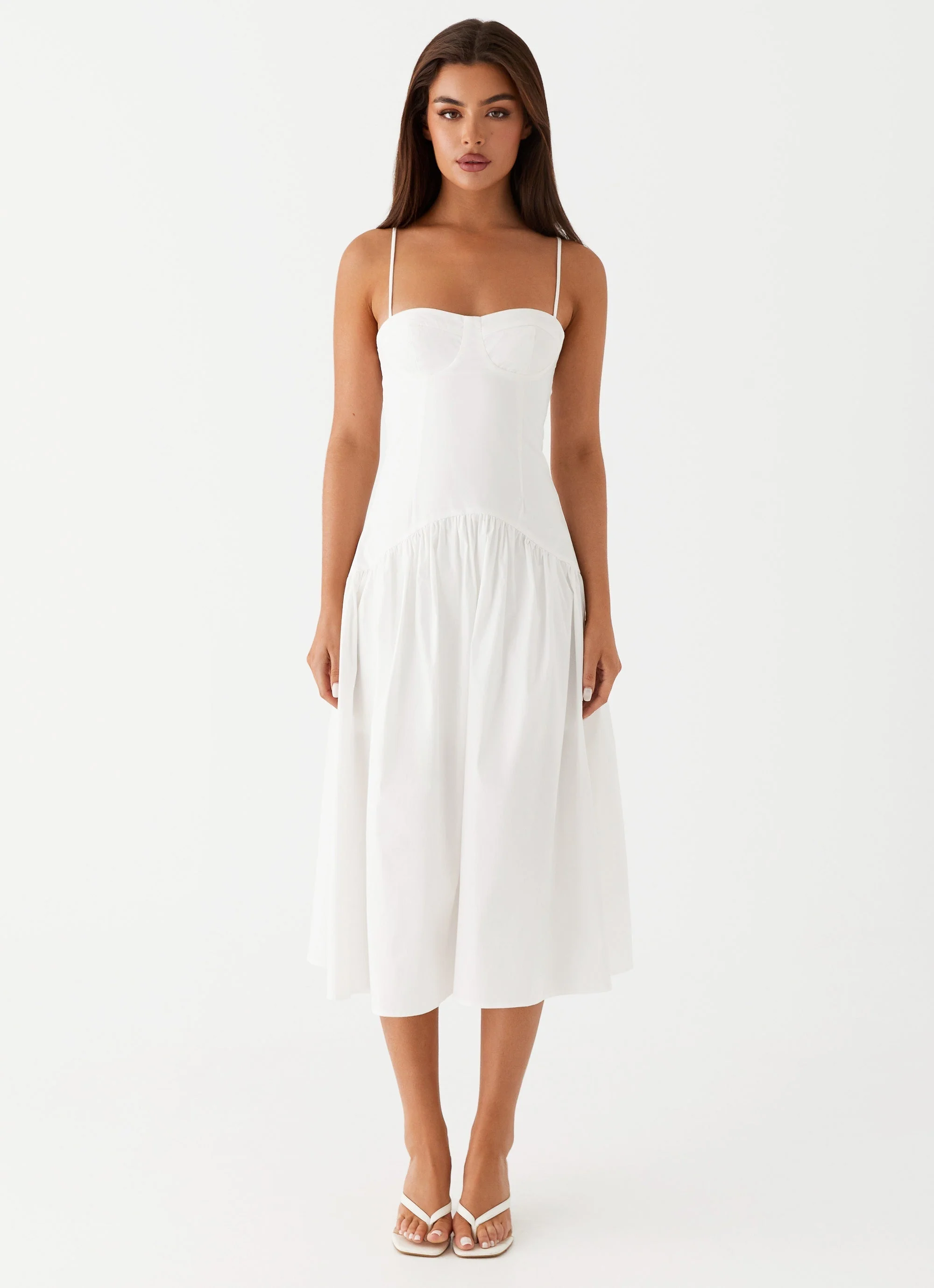 Yvette Corset Midi Dress - White - luluinthesky