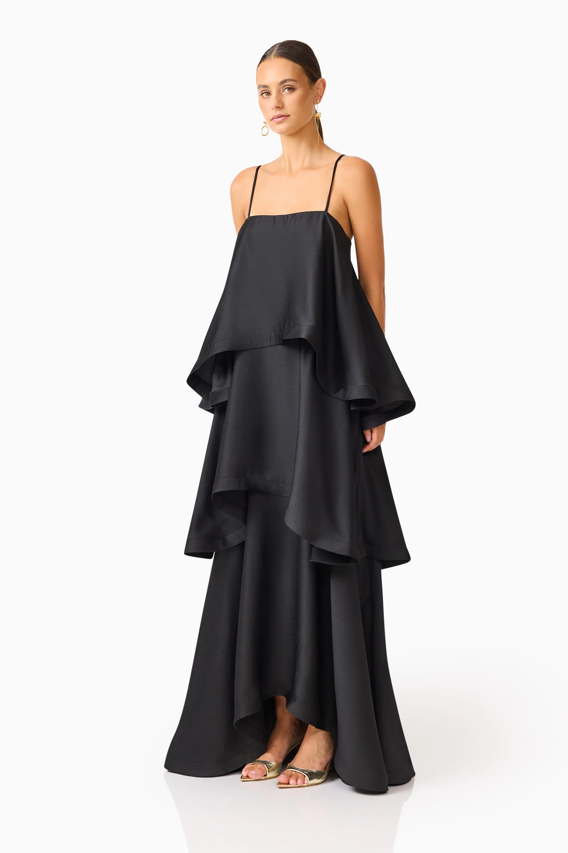 Tilly Tiered Maxi Dress in Black