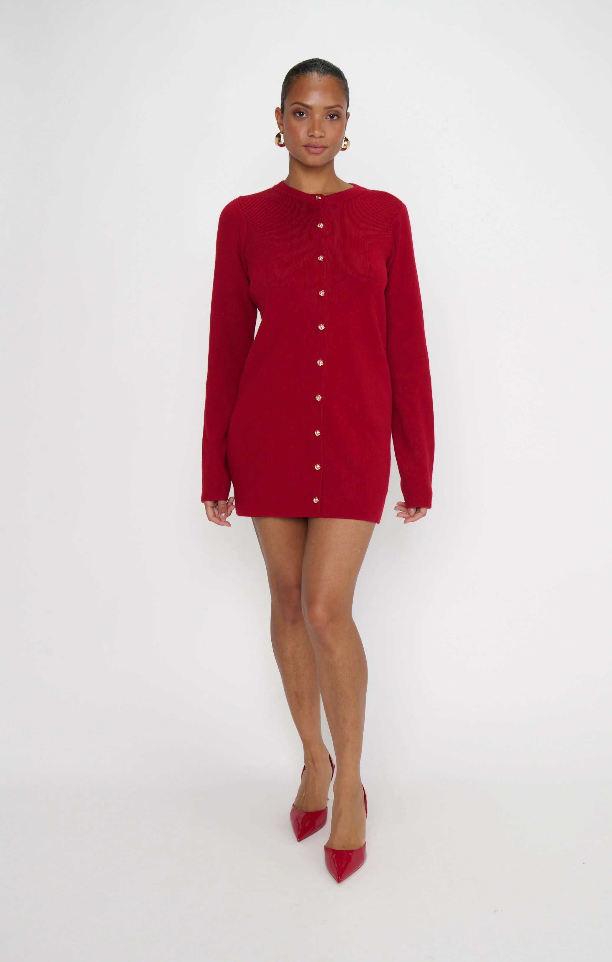 Marguerite Cardigan Dress ~ Lover Red Knit