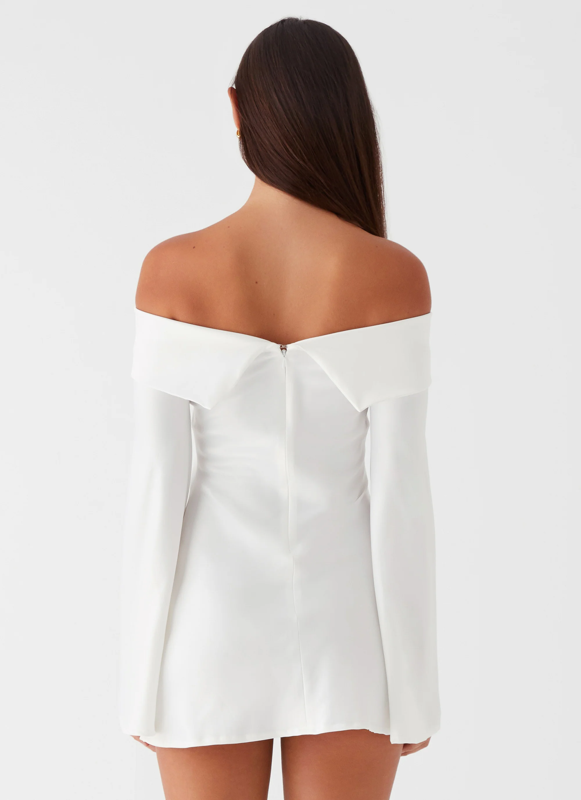 Lumina Long Sleeve Mini Dress - White - luluinthesky