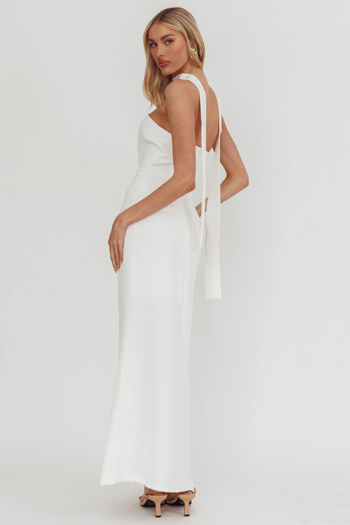 Selora Strapless Ruffle Maxi Dress White - luluinthesky