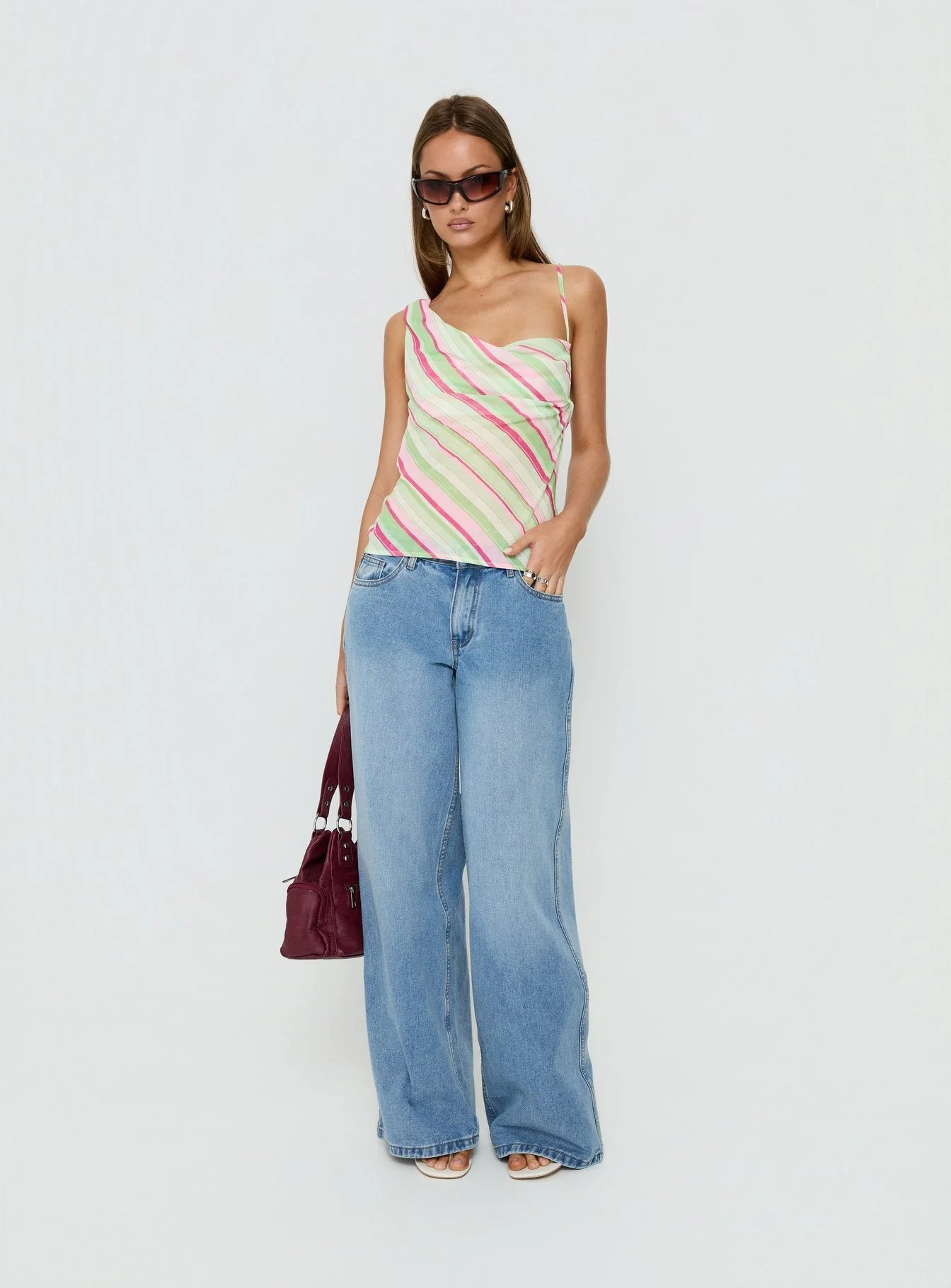 Winding Roads Layered Asymmetrical Top Multi Stripe