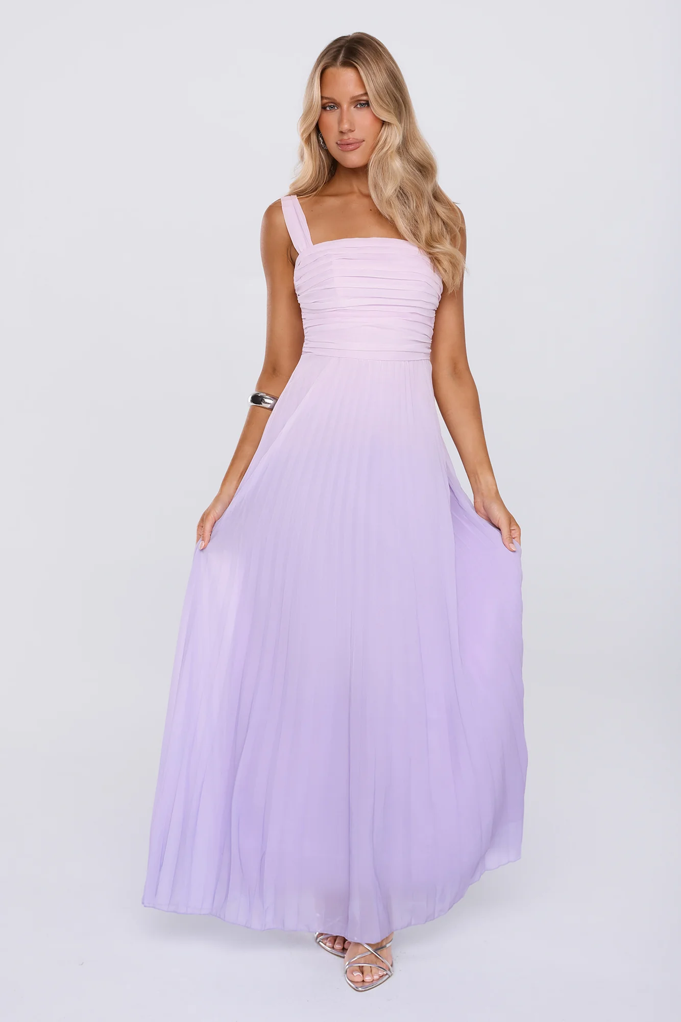 Laidback Luxe Pleated Maxi Dress Lilac