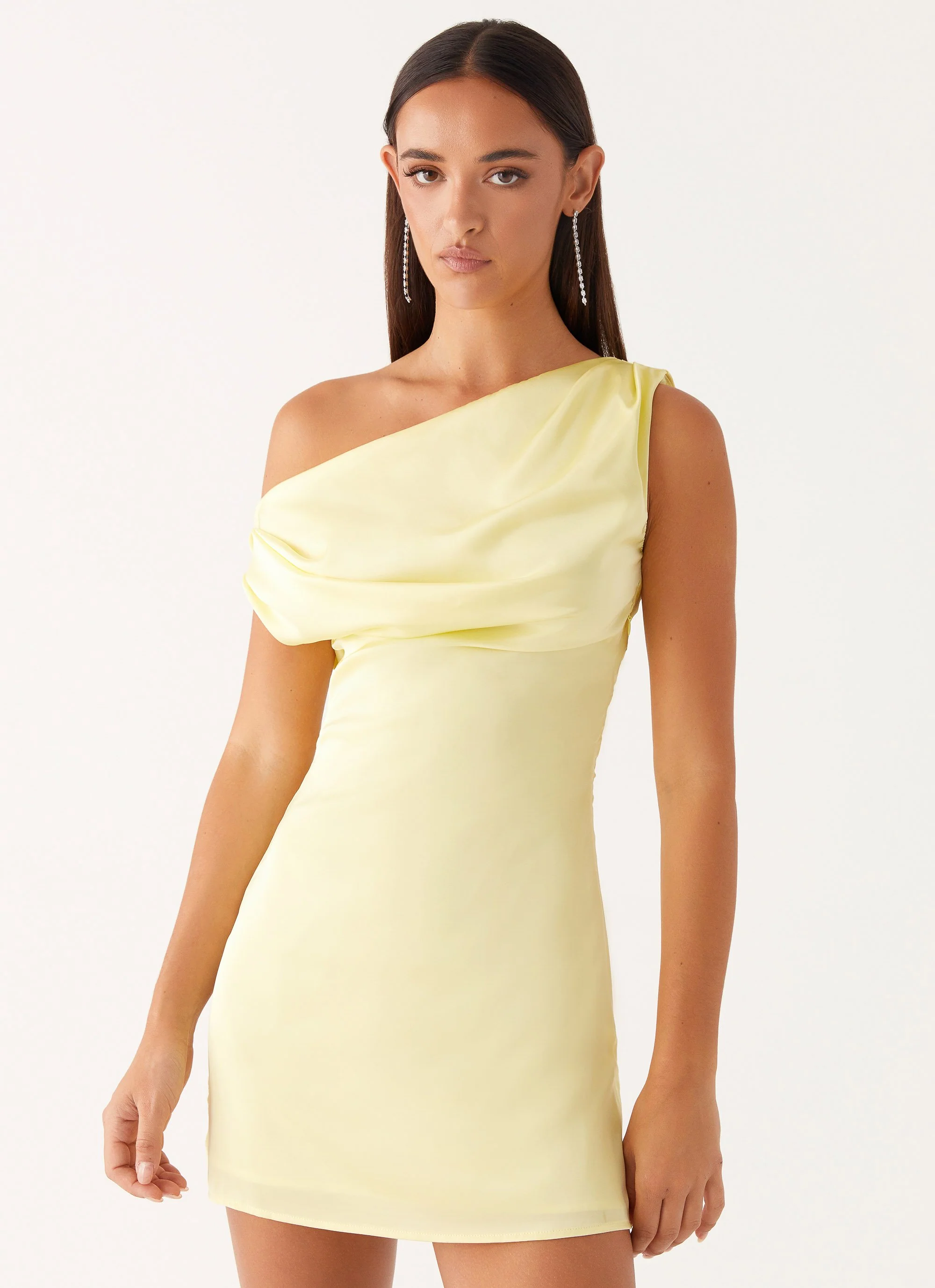 Heart Of Glass Satin Mini Dress - Yellow - luluinthesky