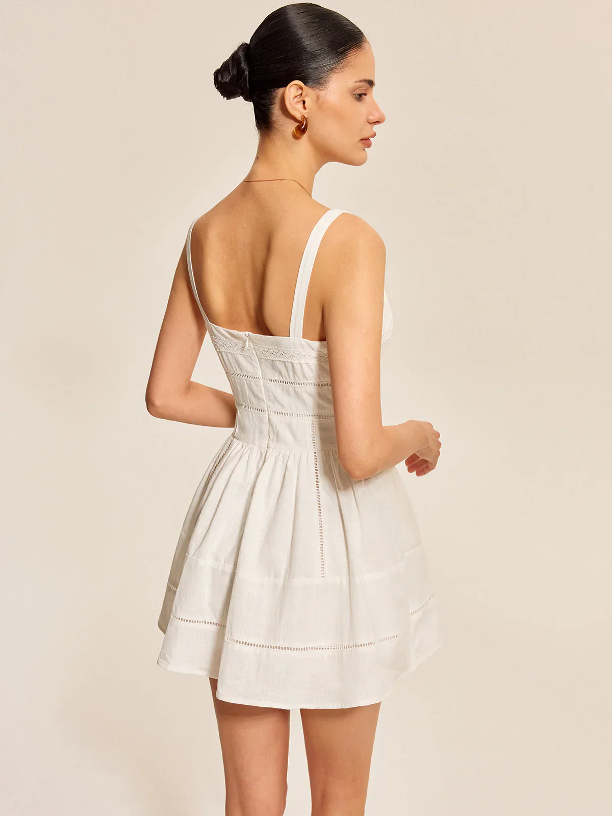 Cotton Lace Trim Square Neck Dress - luluinthesky