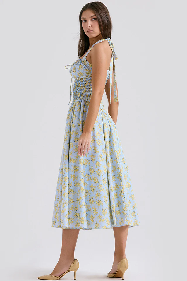 Adabella Cotton Halter Midi Sundress