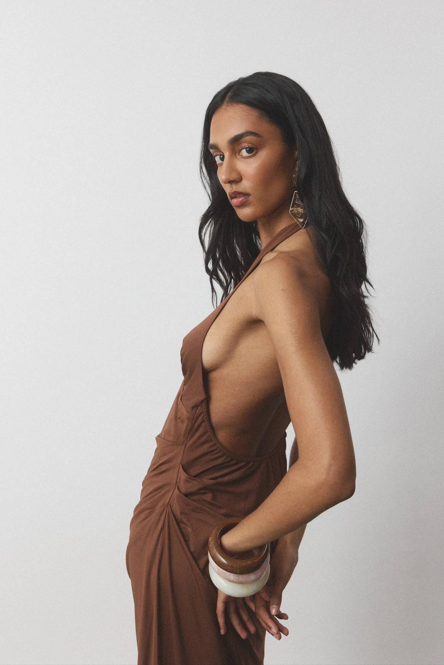 Pleated Backless Halter Dress | Cafe