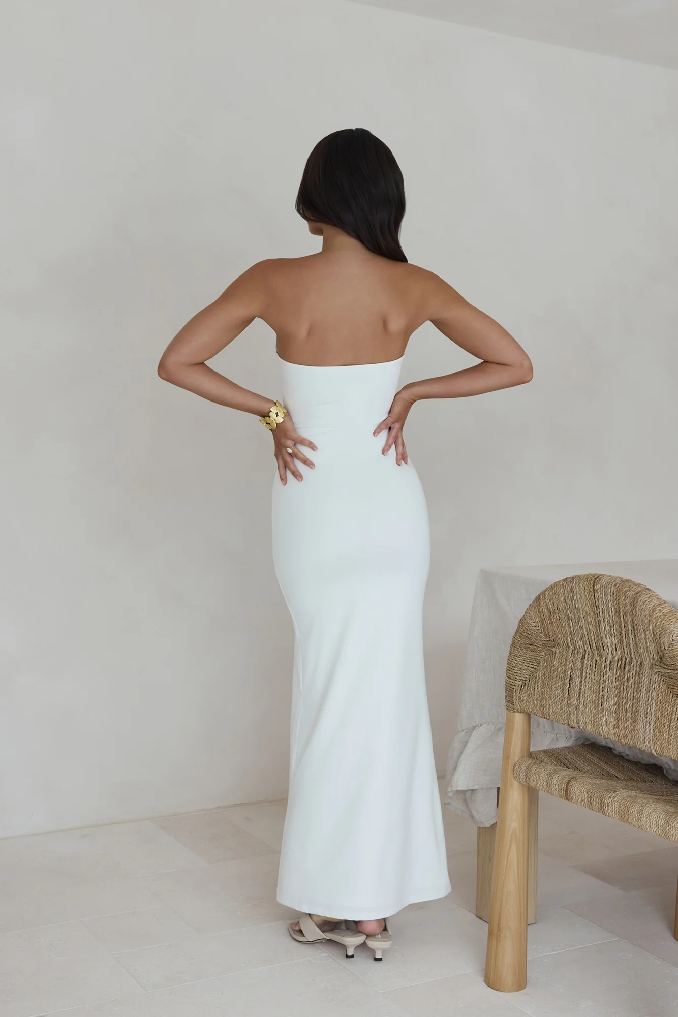 Sandy Stars Strapless Maxi Dress White - luluinthesky