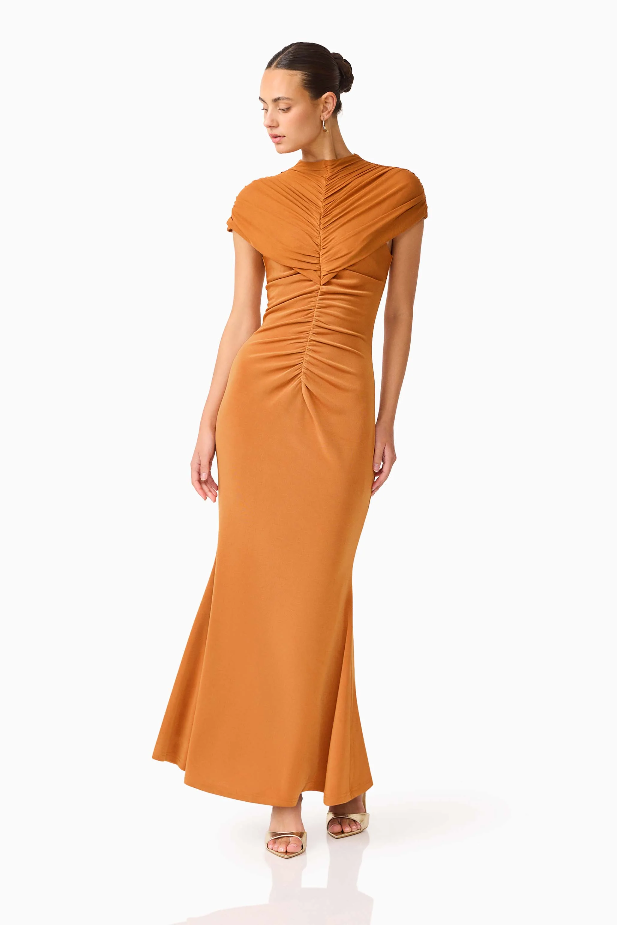 CURAAE Roya Maxi Dress in Caramel Brown