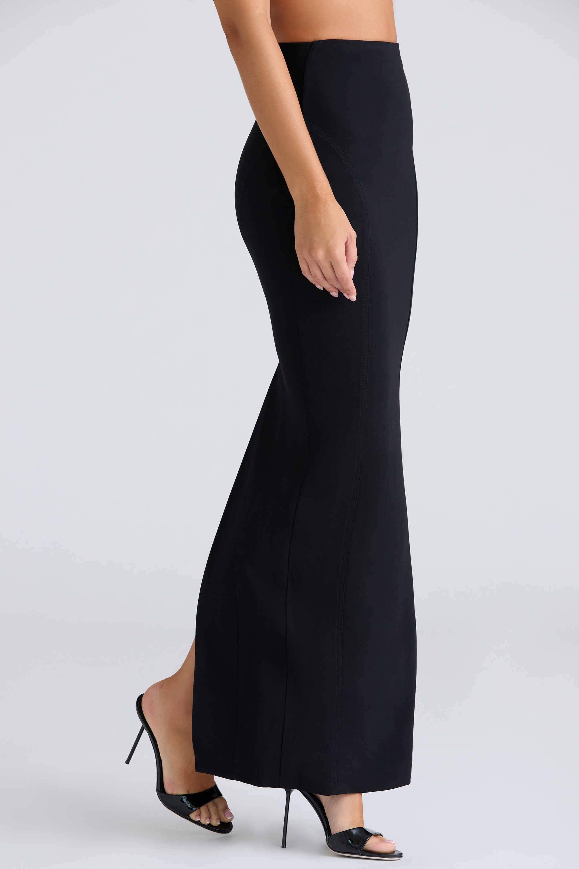 Black Panelled Bodycon Skirt