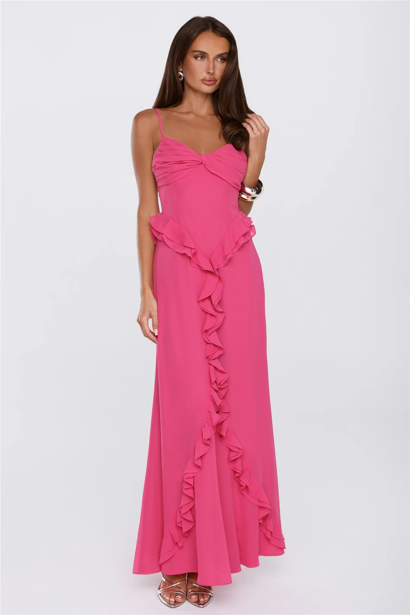 Balmy Nights Club Maxi Dress Hot Pink