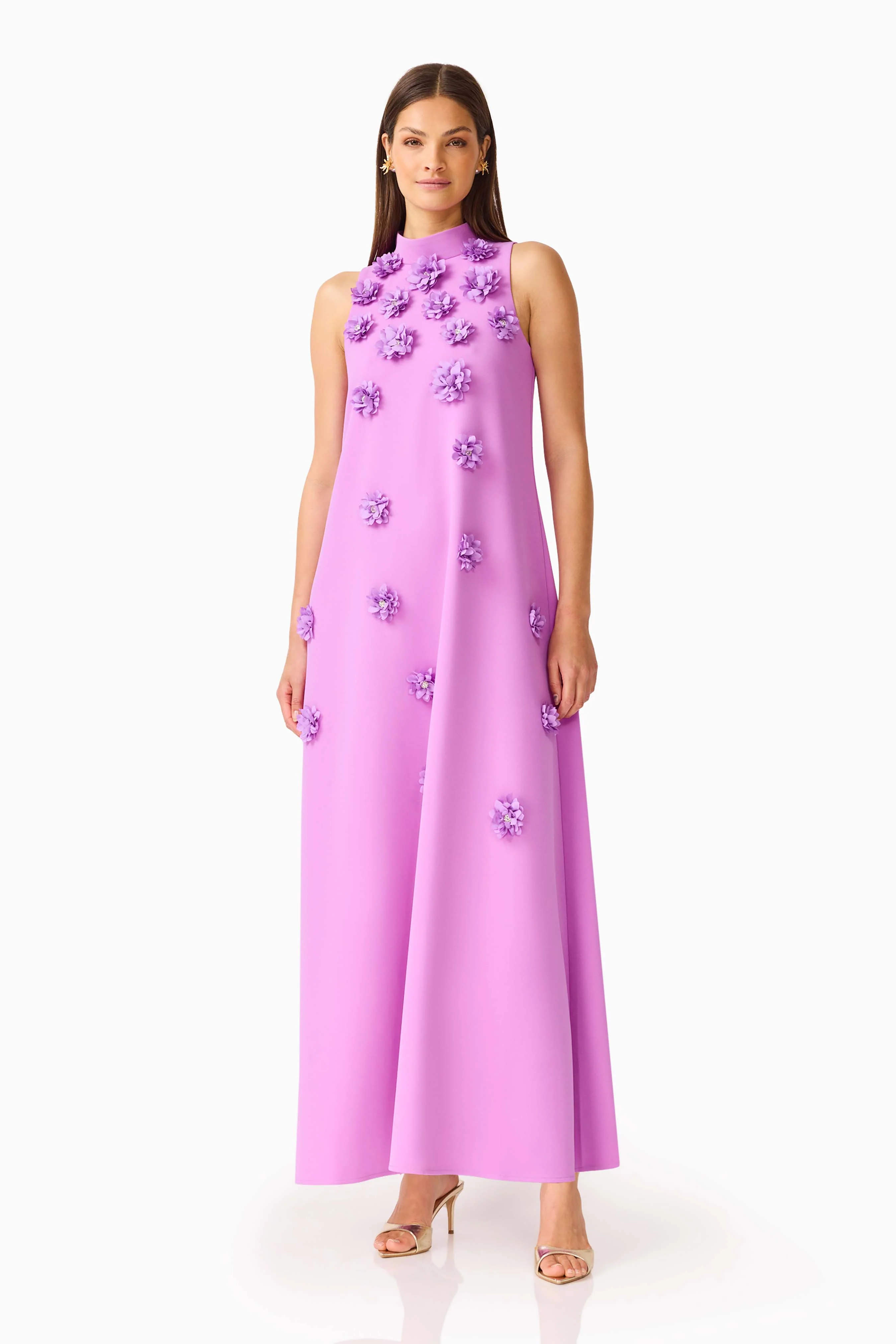 Solenne Halter Maxi Dress in Purple