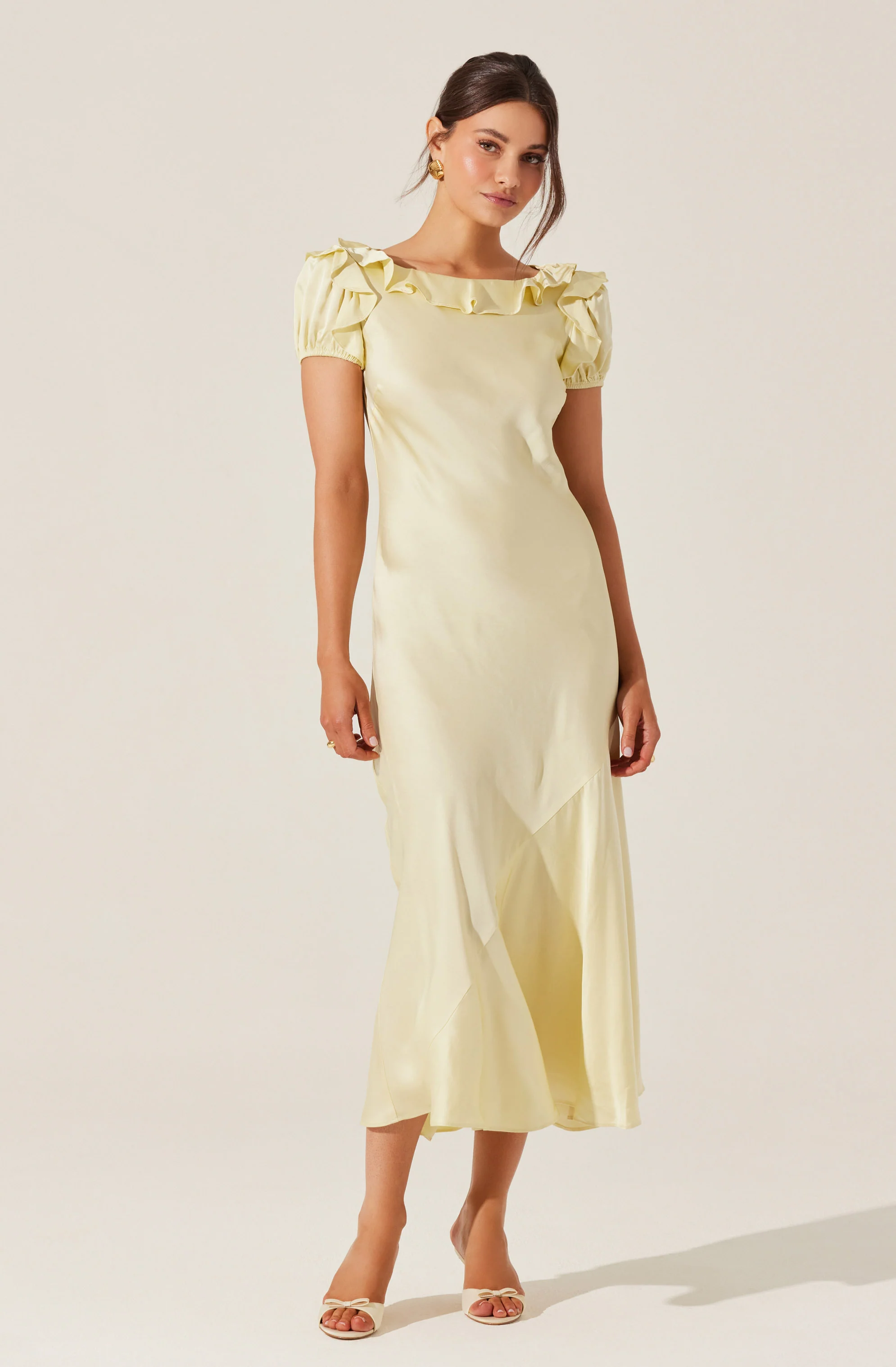 Auden Satin Ruffle Midi dress