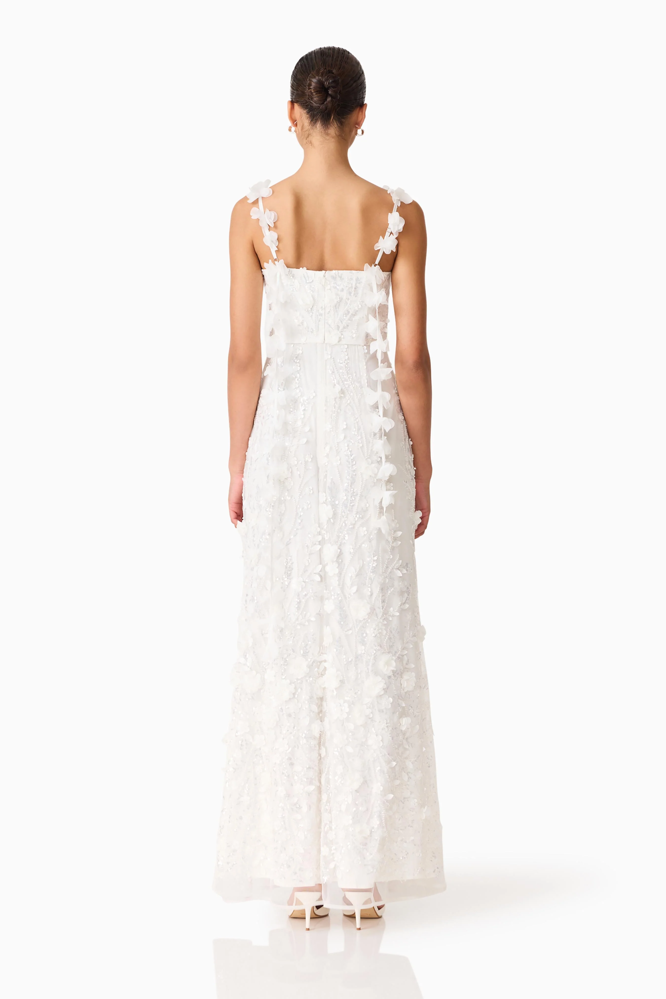 Rina Beaded Gown in White