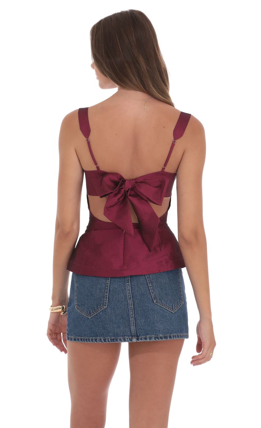 Peplum Back Bow Top in Magenta
