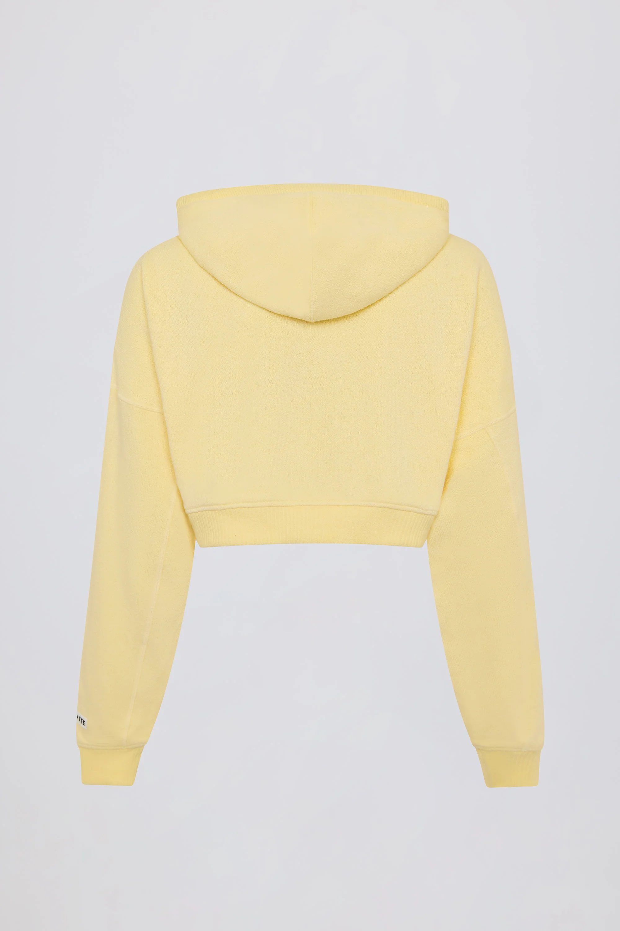 Terry Cotton Zip-Up Cropped Hoodie in Lemon