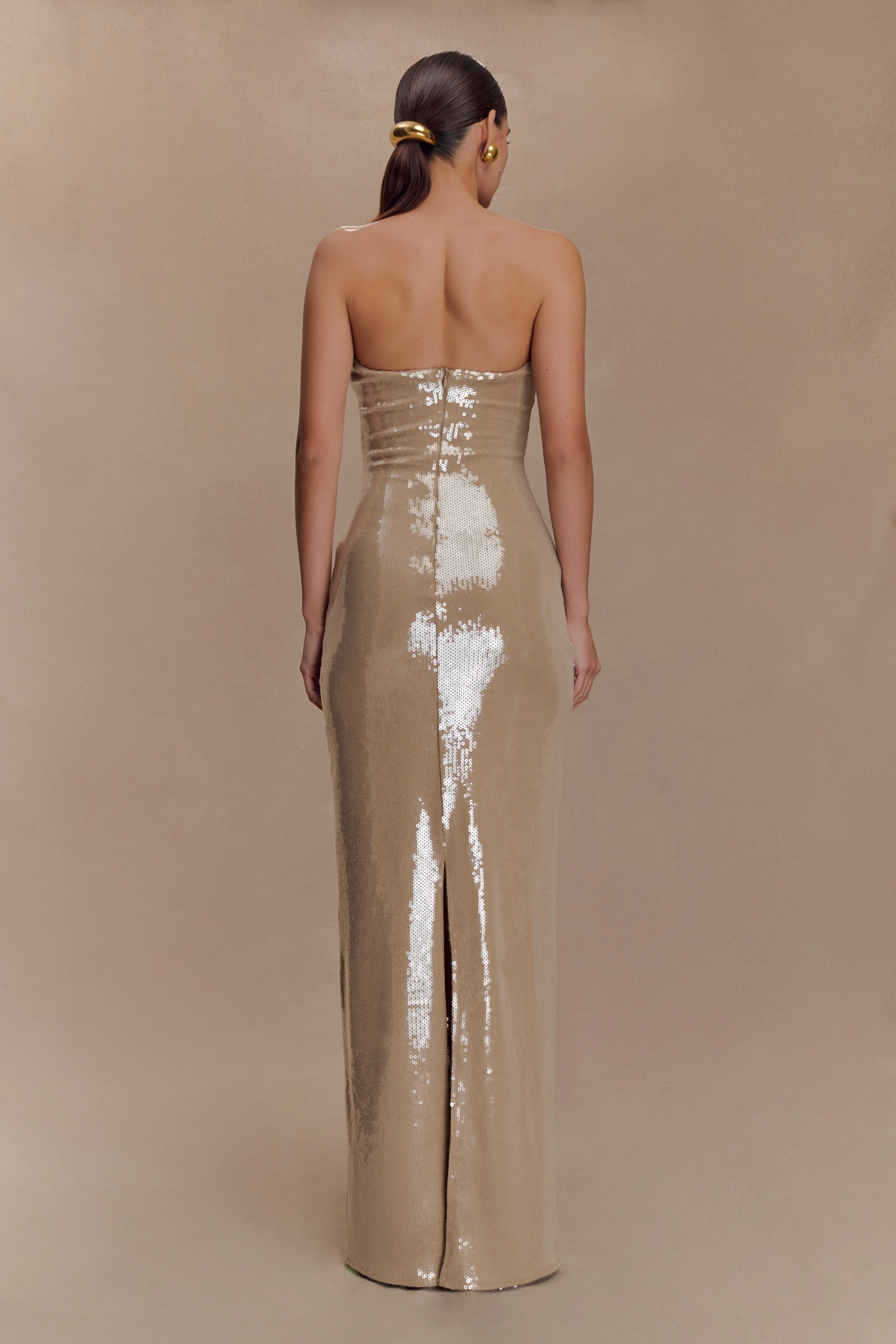 Winston Strapless Sequin Maxi Dress - Taupe