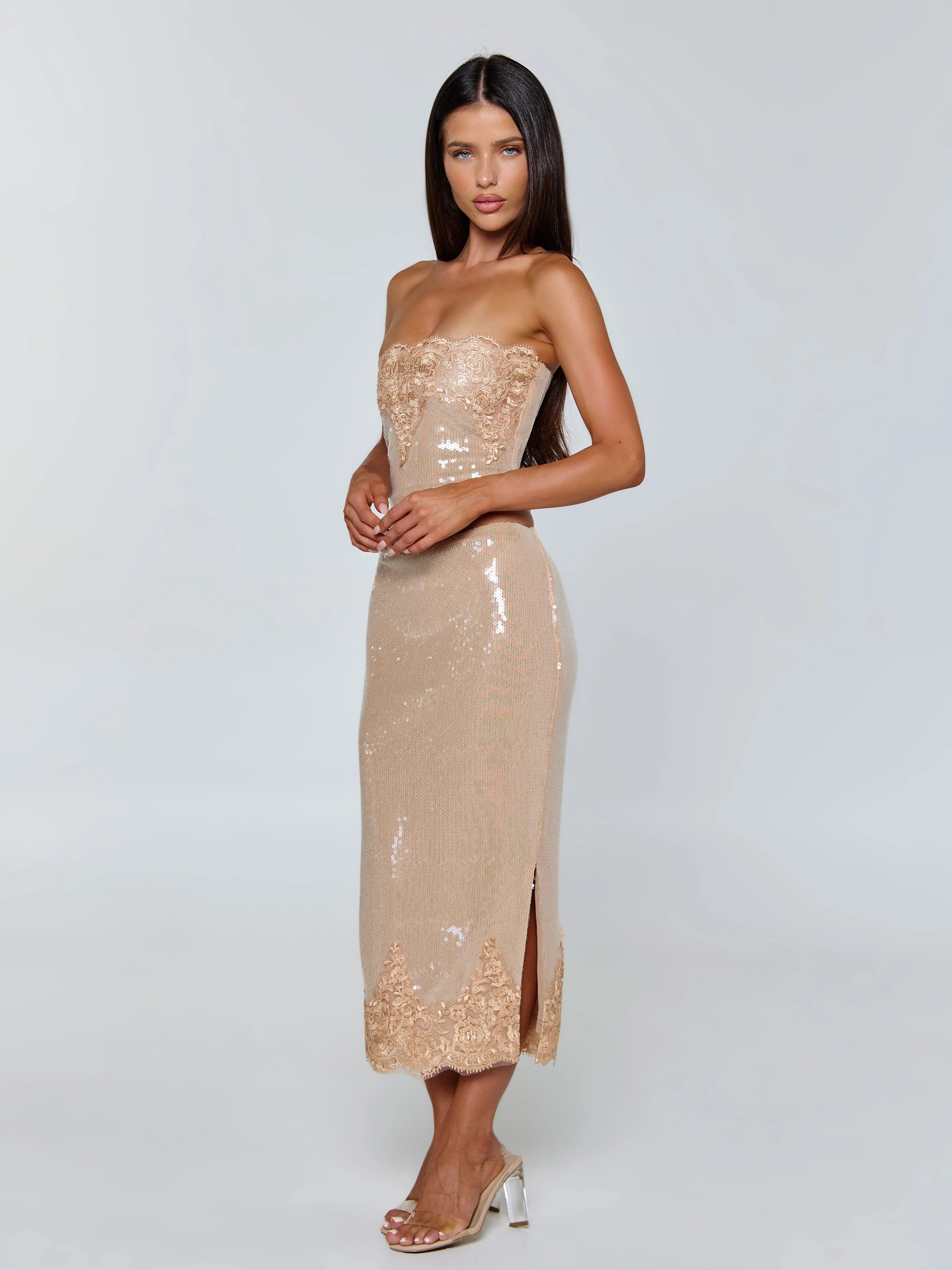 Saela Midi Skirt Beige