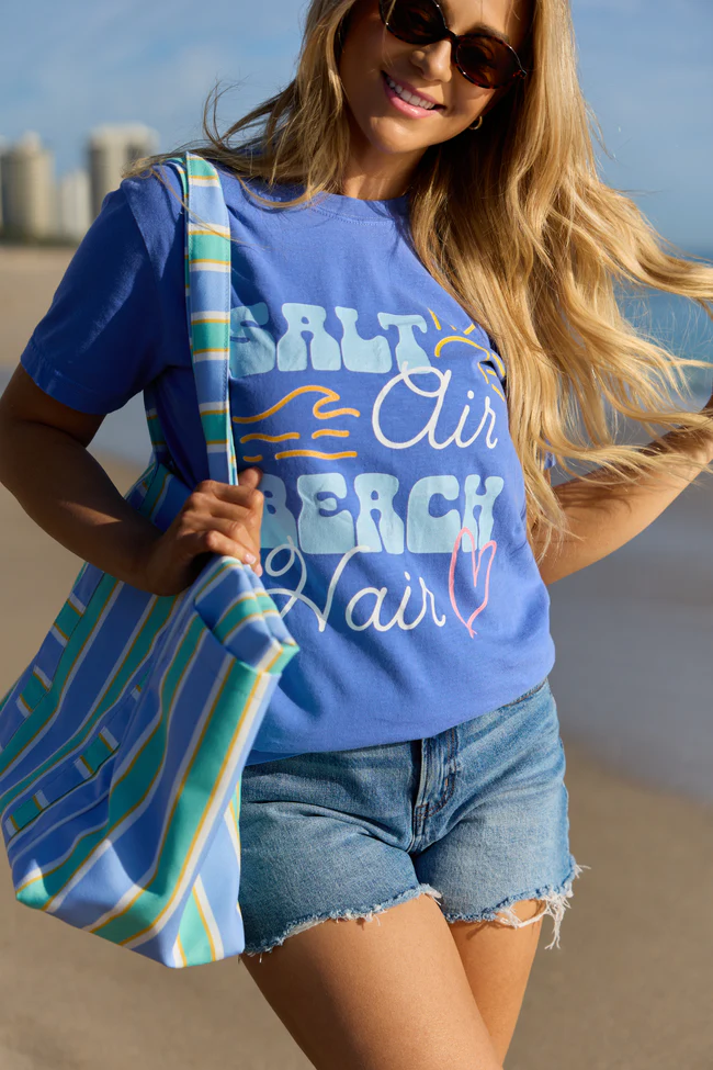 Salt Air Beach Hair Blue Graphic Tee