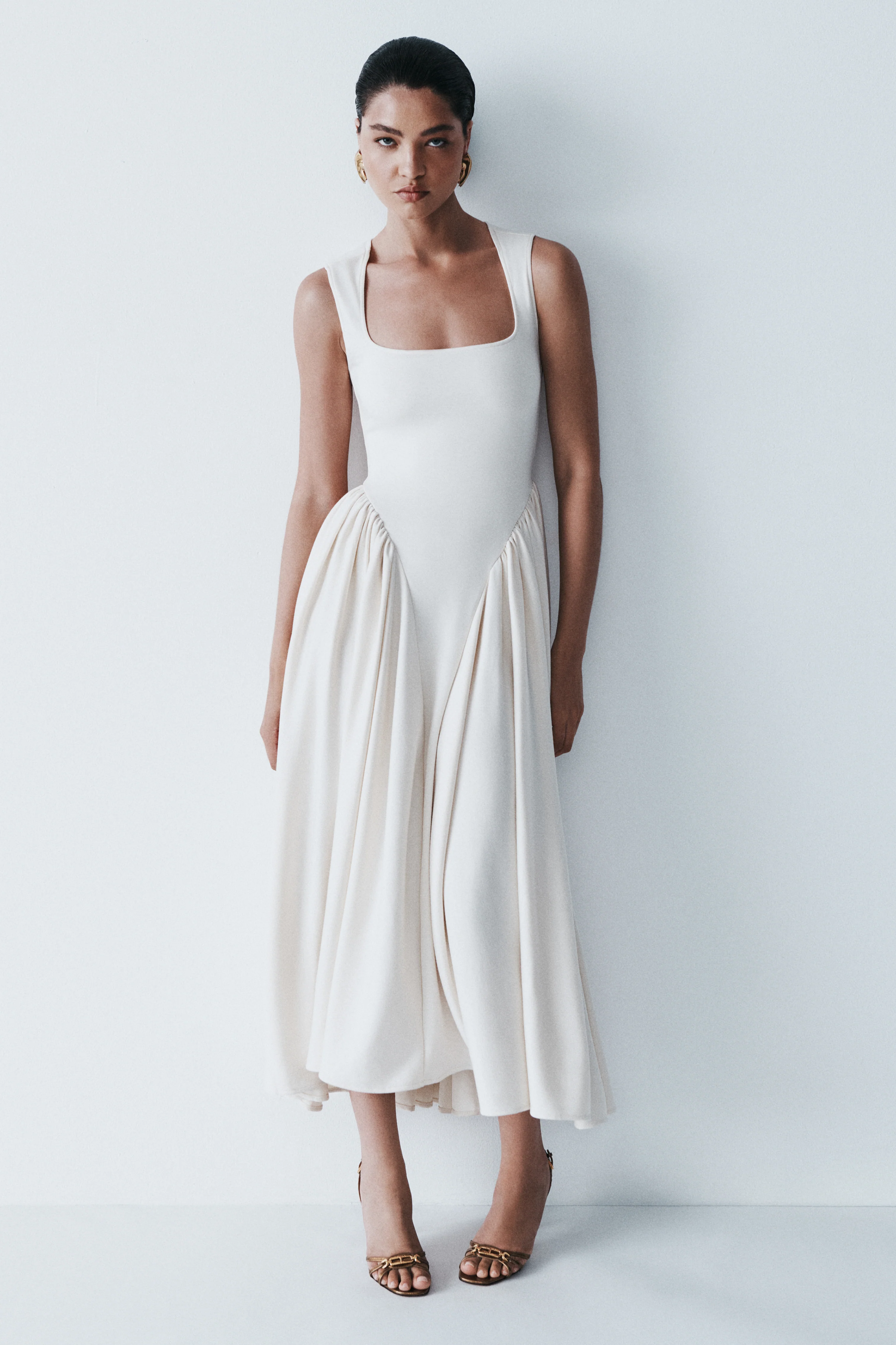 Sharon Scuba Jersey Midi Dress - Ivory