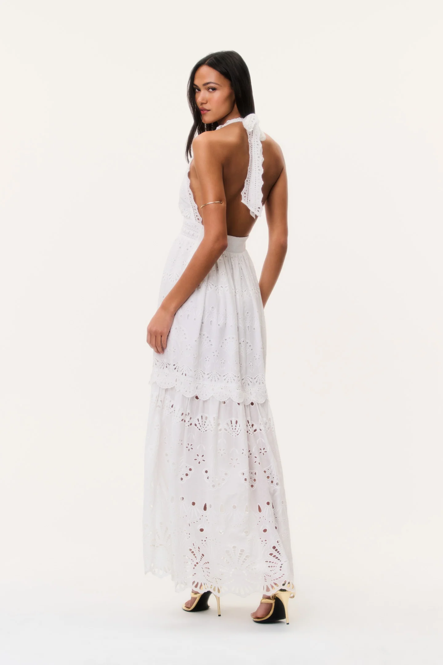 Trix Eyelet Halter Maxi Dress