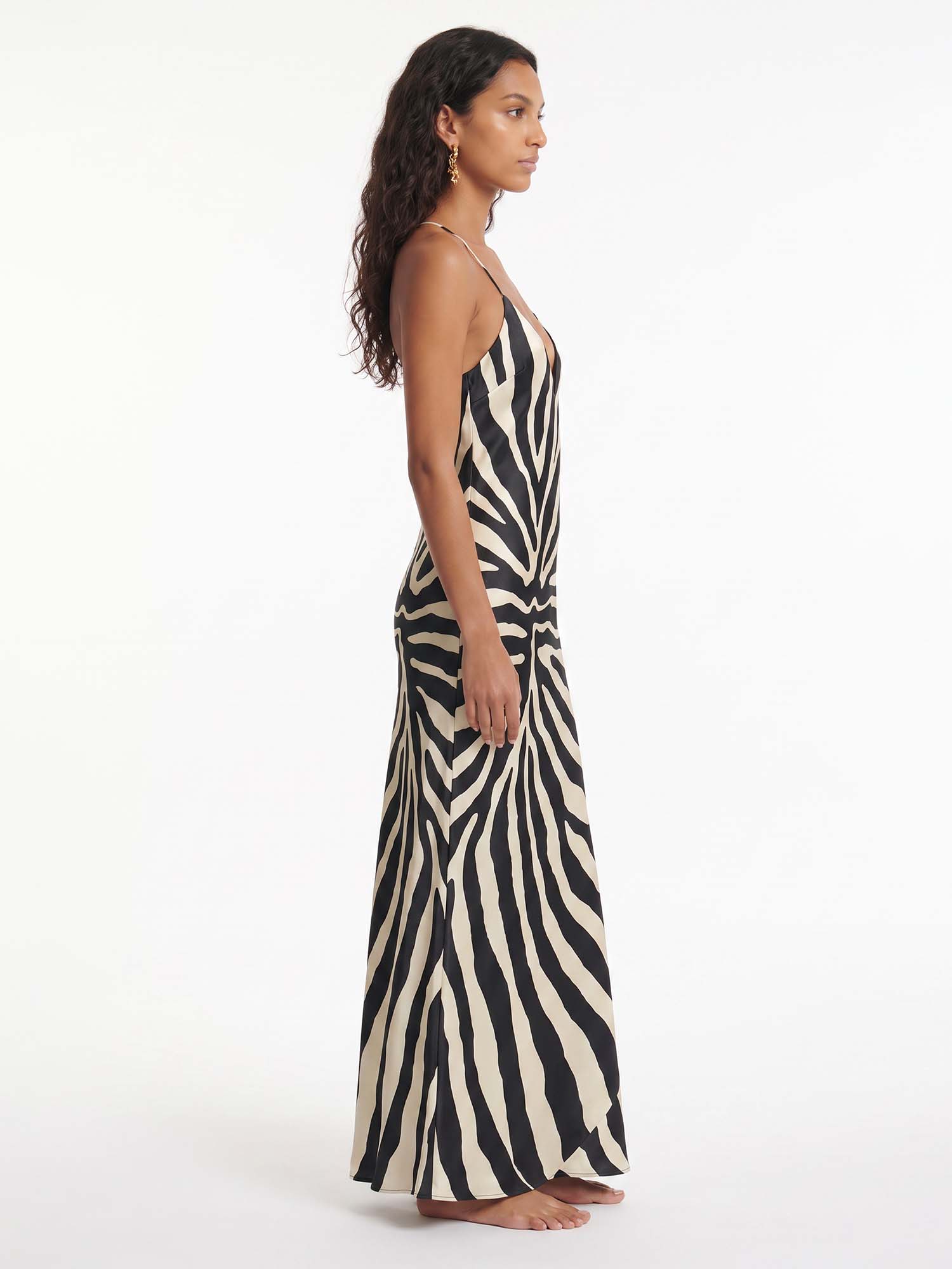 Zebra Print Slip Maxi Dress