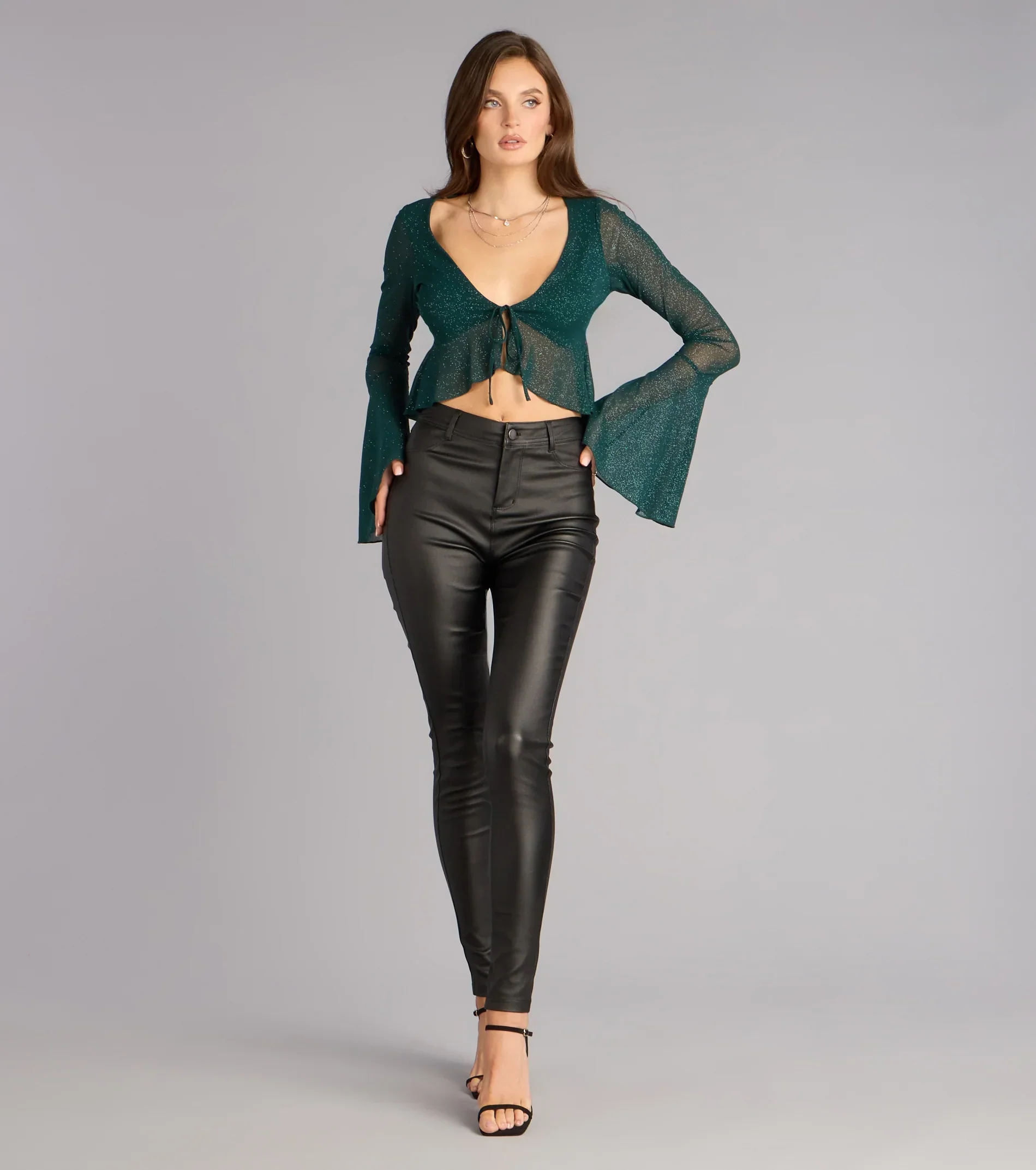 High-Rise Coated Skinny Pants