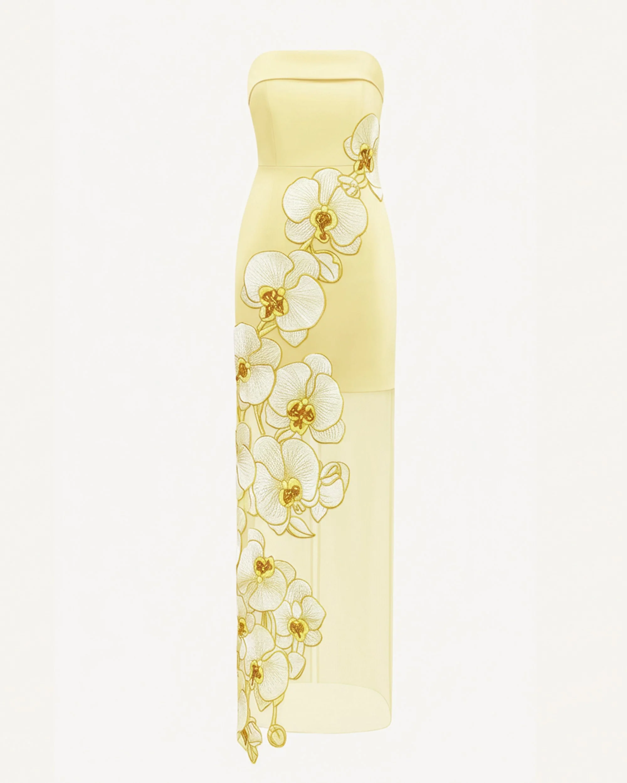 Orchid Embroidered Dress - Yellow - FASHION NOB