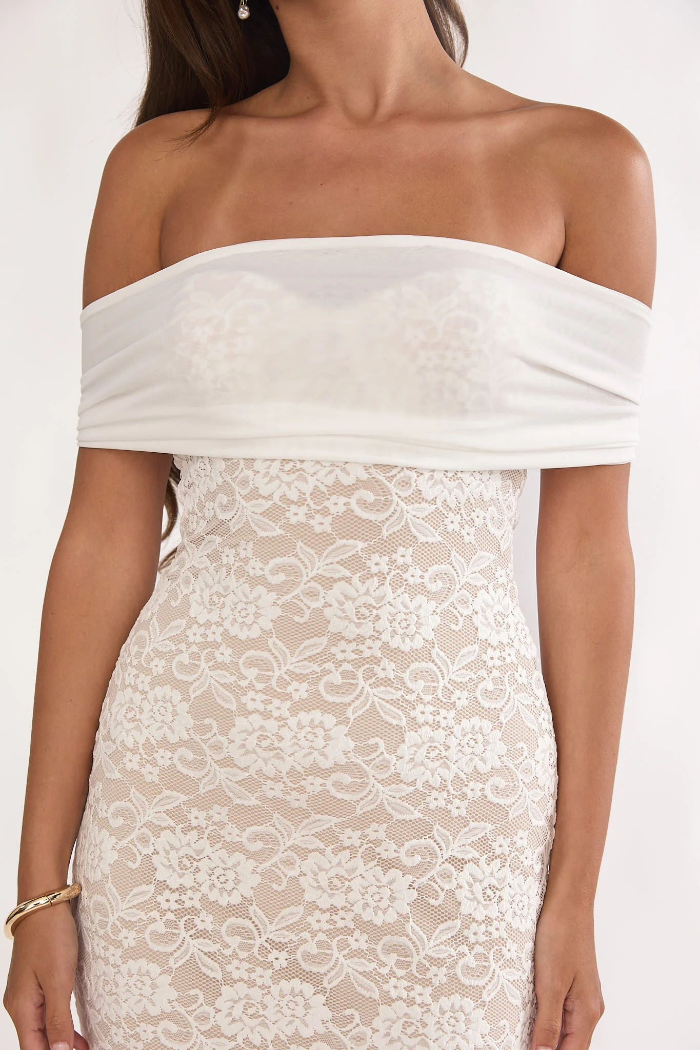 Jewelene Off-Shoulder Maxi Dress Lace White - luluinthesky