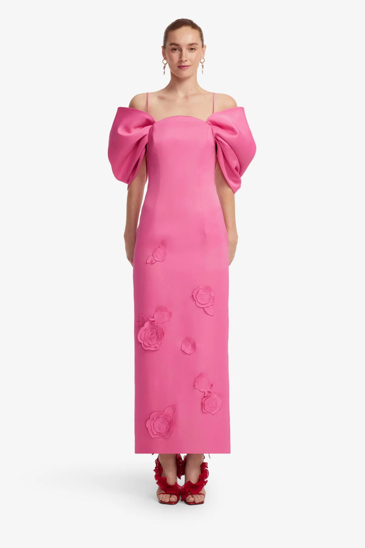 Arabella Appliqué Maxi Dress - Pink